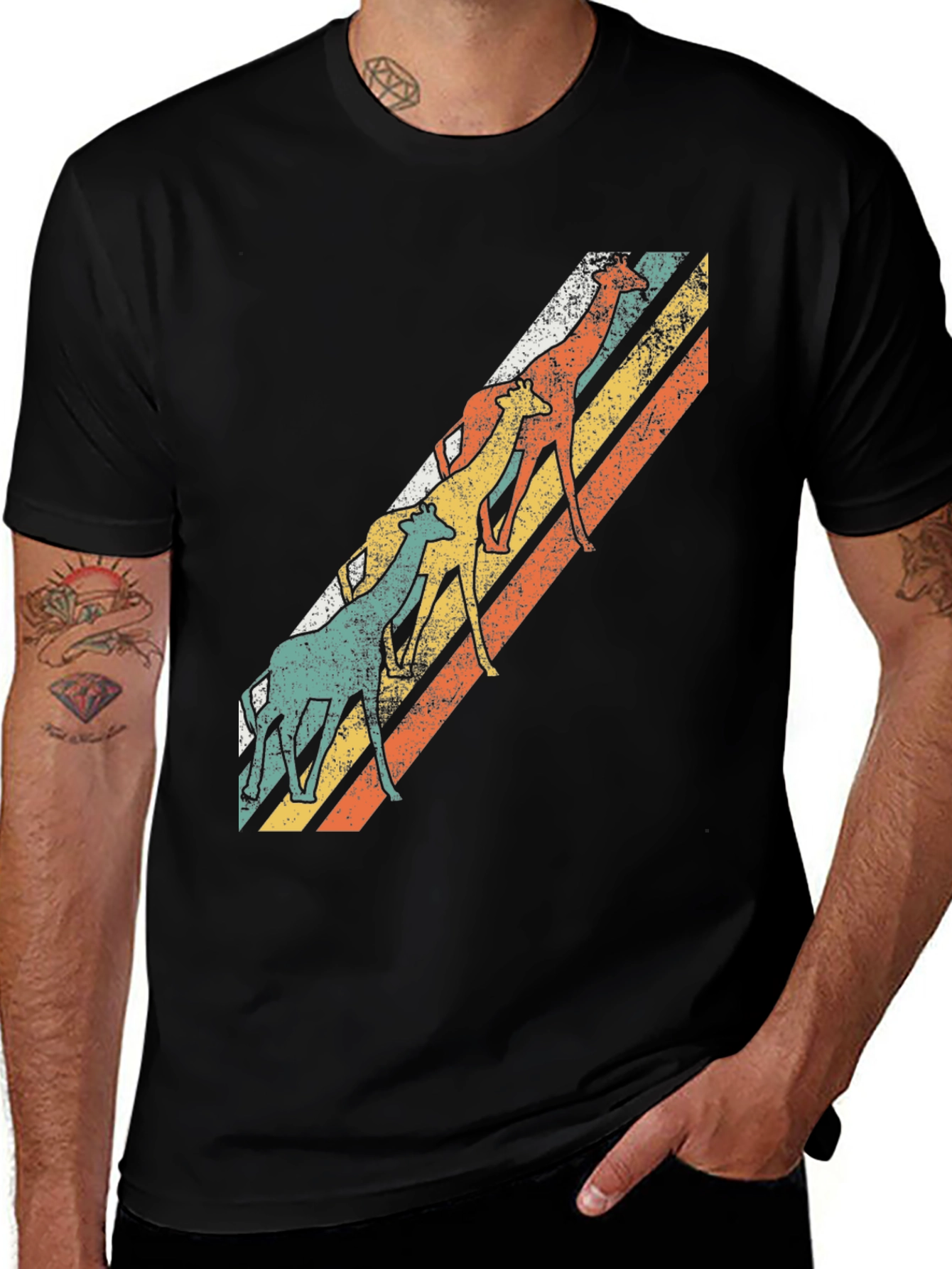 Retro Giraffe Striped T-Shirt