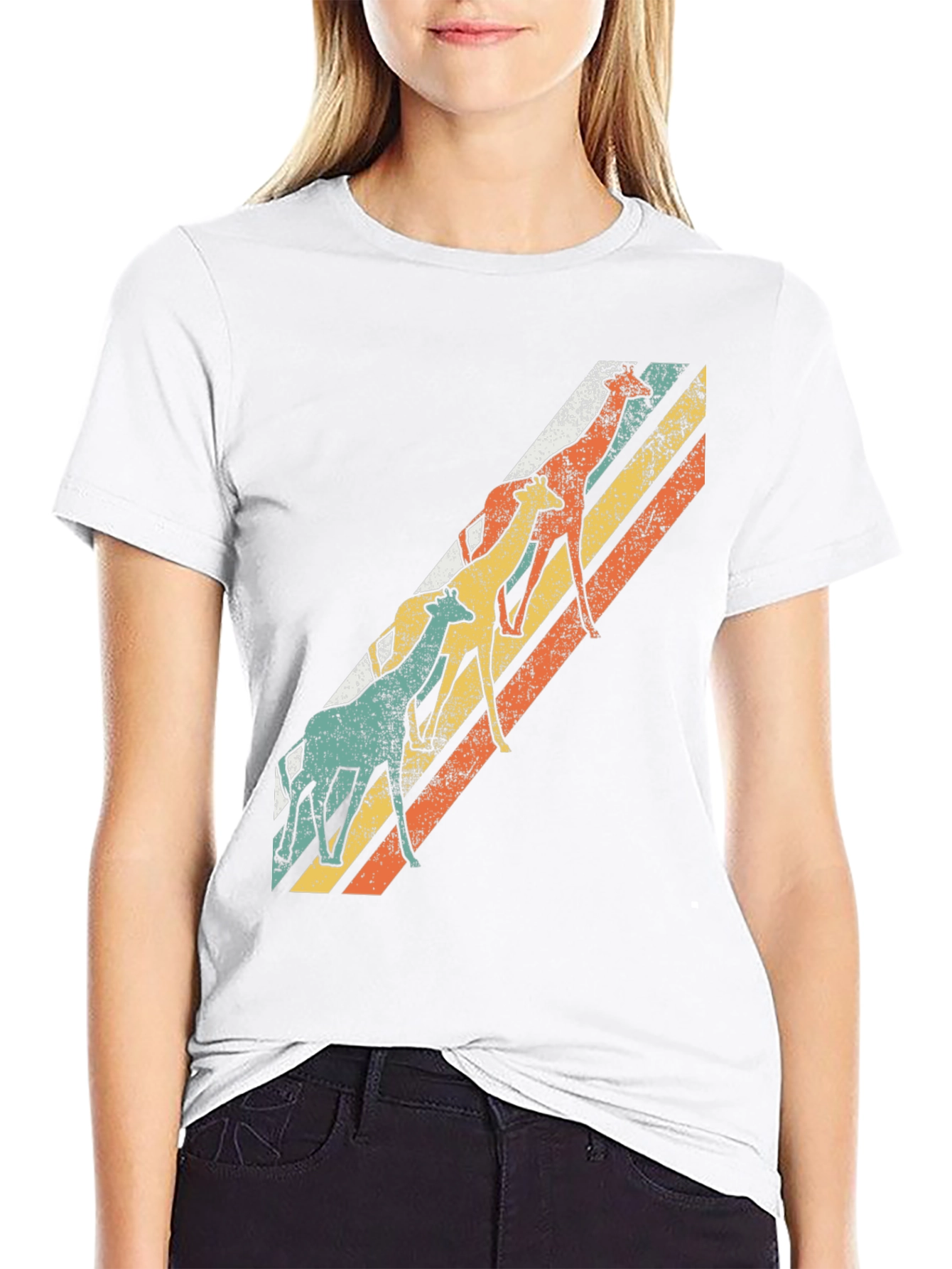 Retro Giraffe Striped T-Shirt