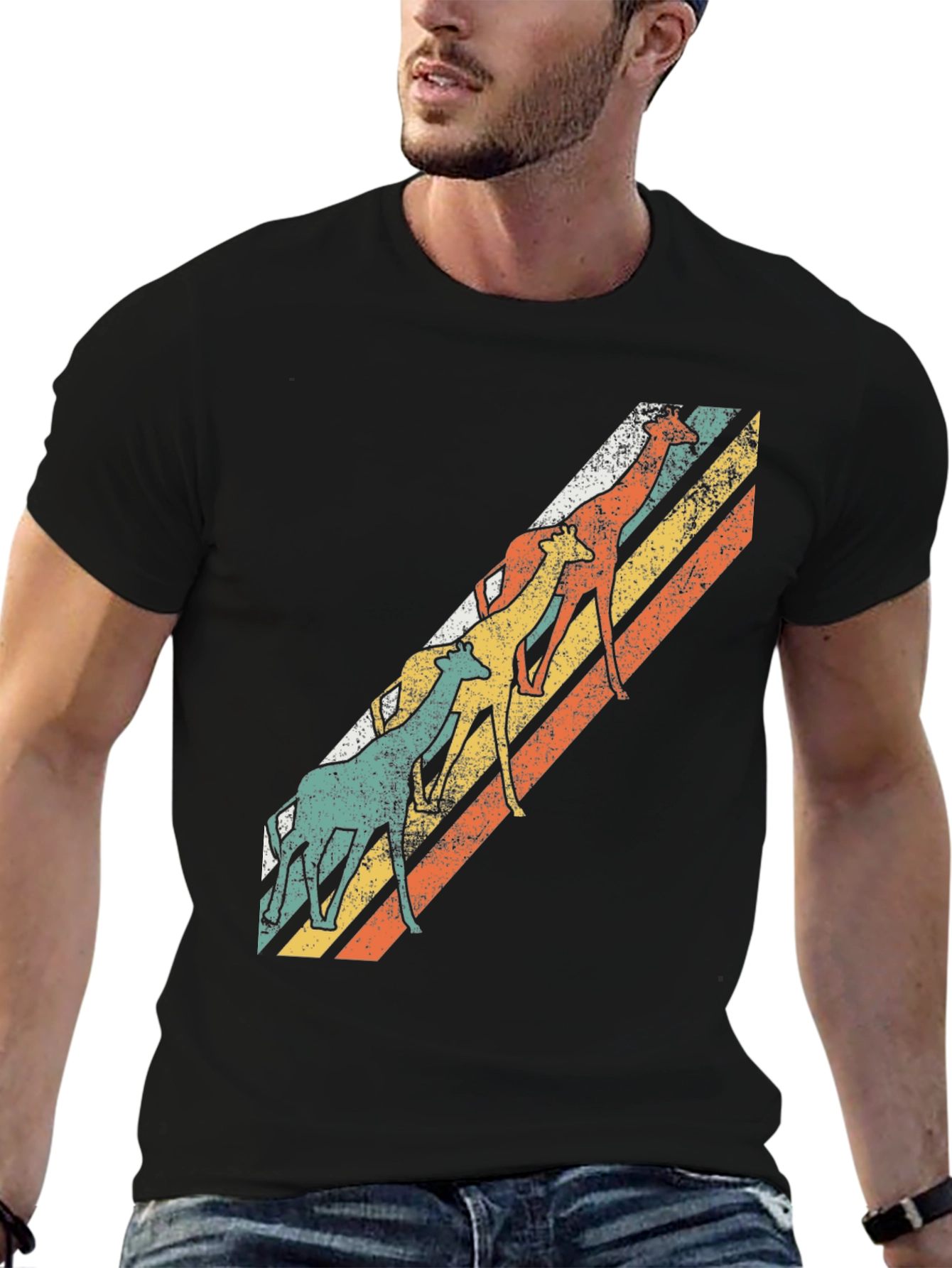 Retro Giraffe Striped T-Shirt