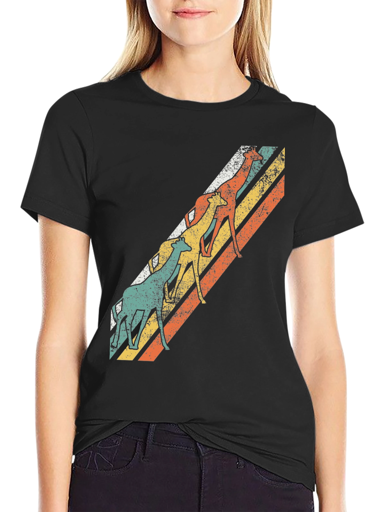 Retro Giraffe Striped T-Shirt