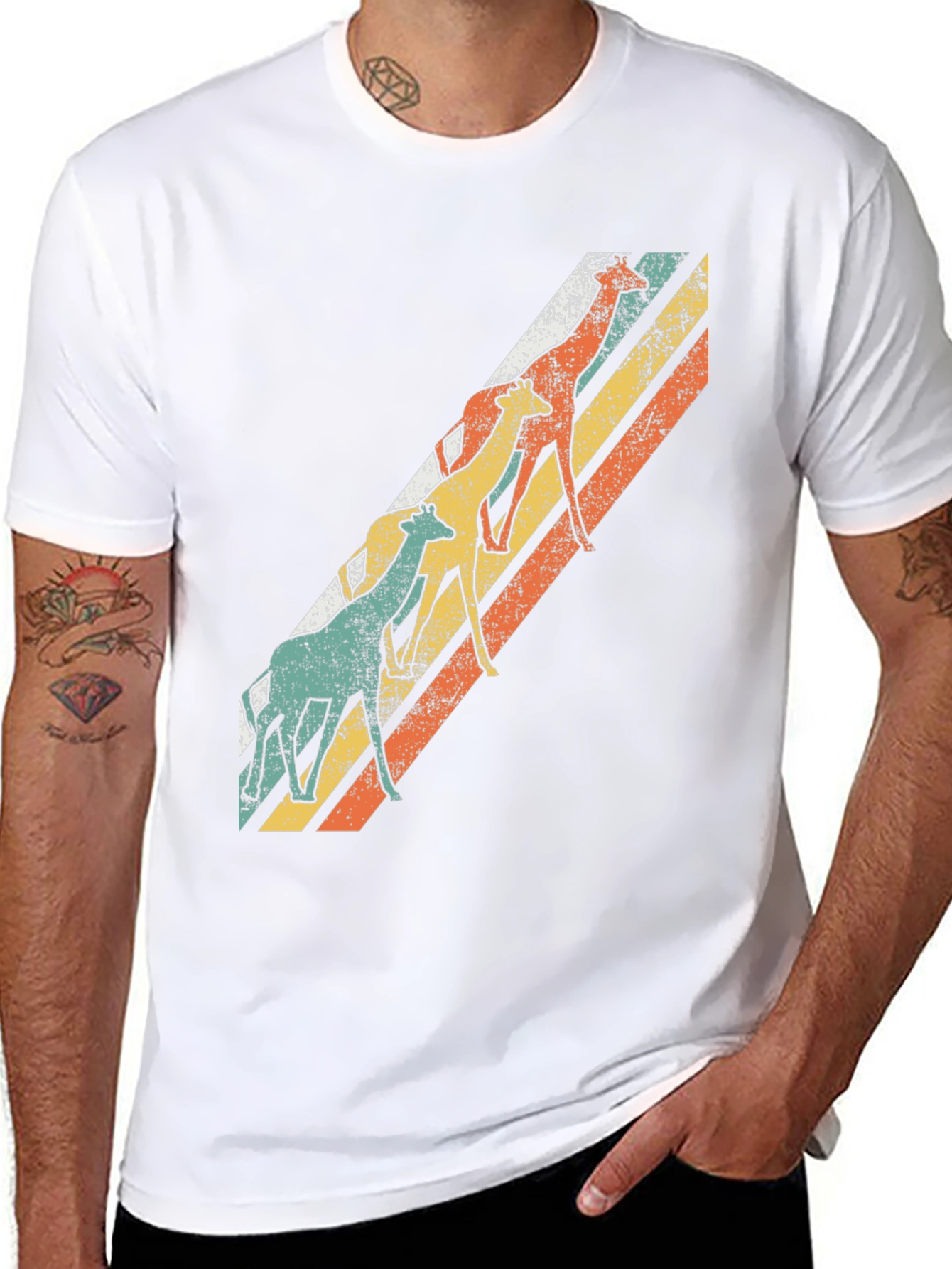Retro Giraffe Striped T-Shirt