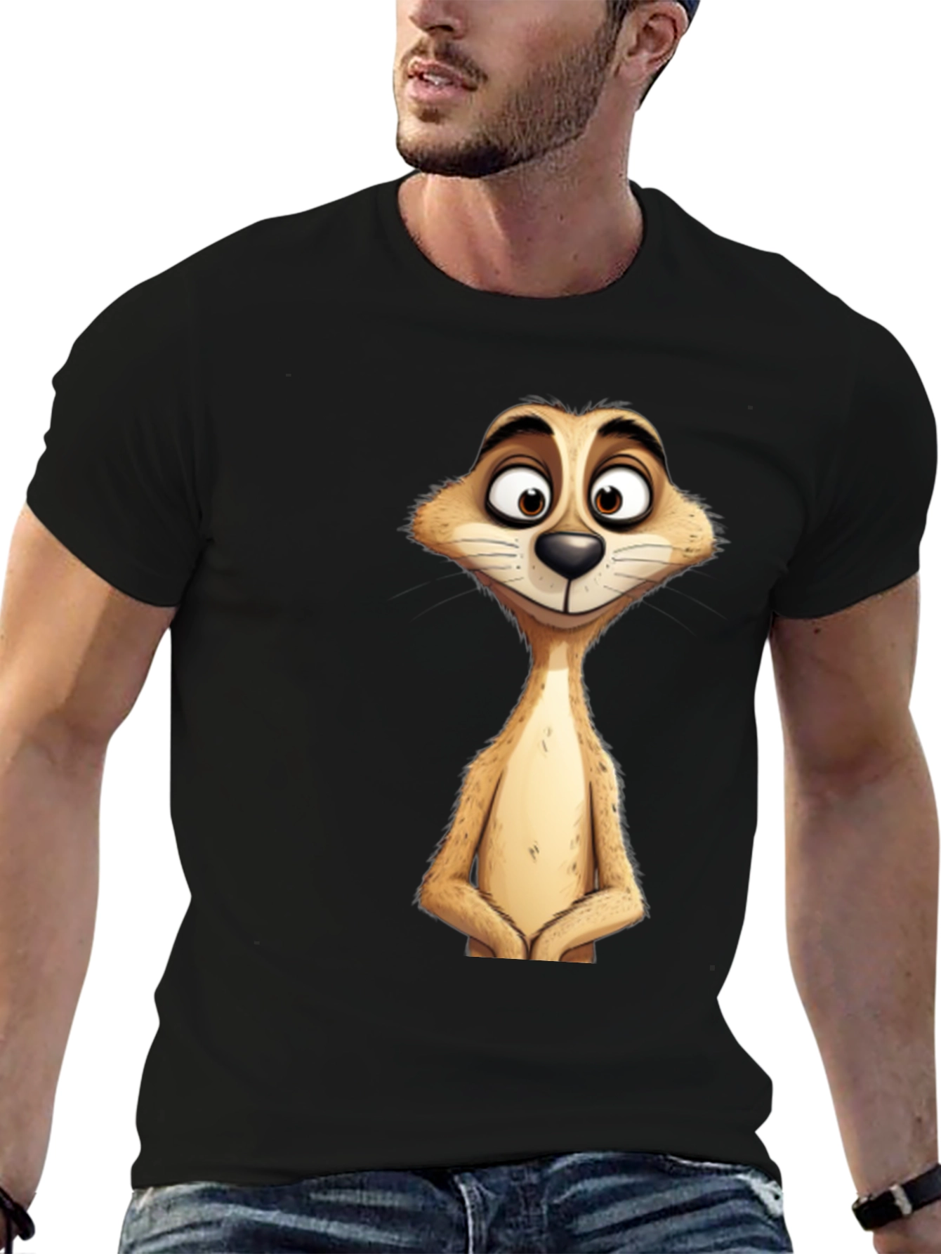 Meerkat Graphic Tee - Black Cotton T-Shirt