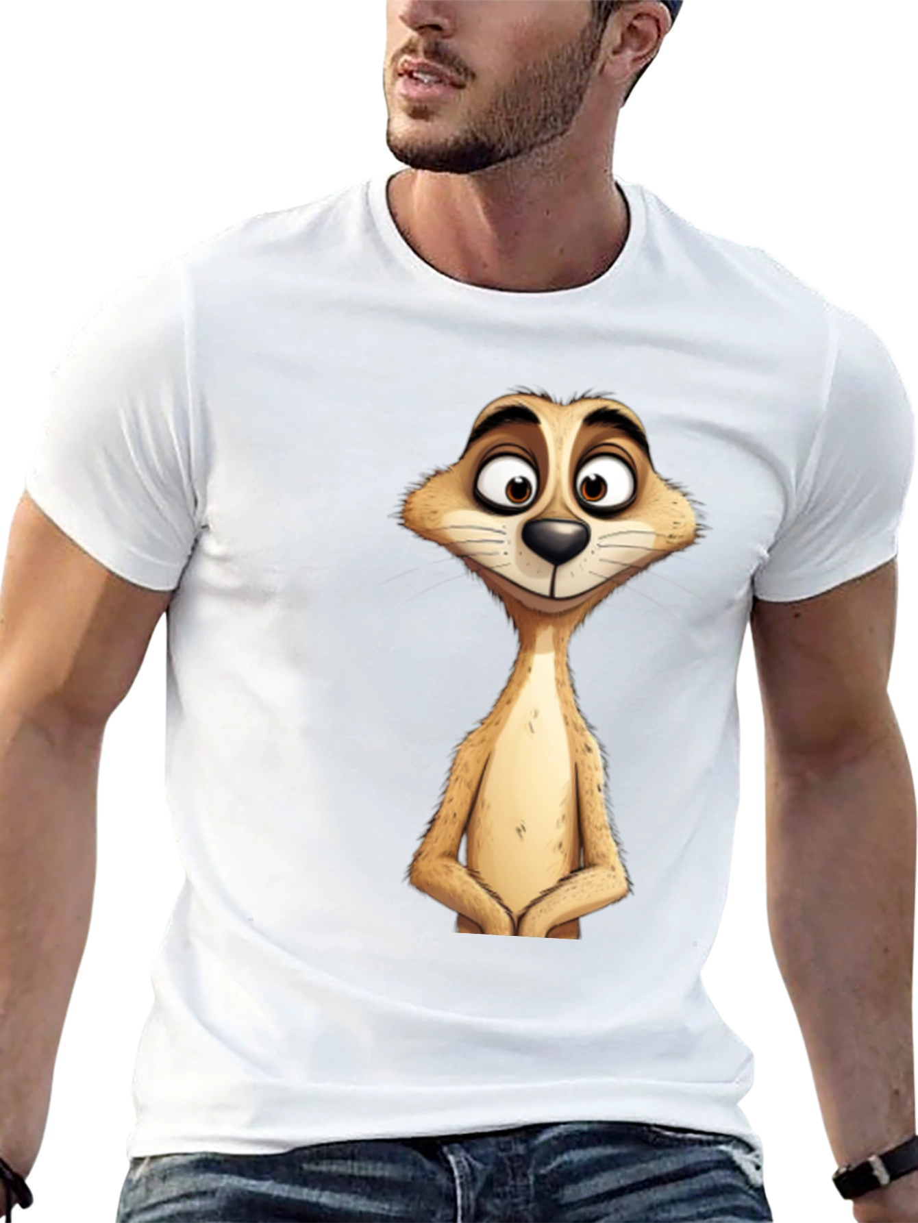 Meerkat Graphic Tee - Black Cotton T-Shirt