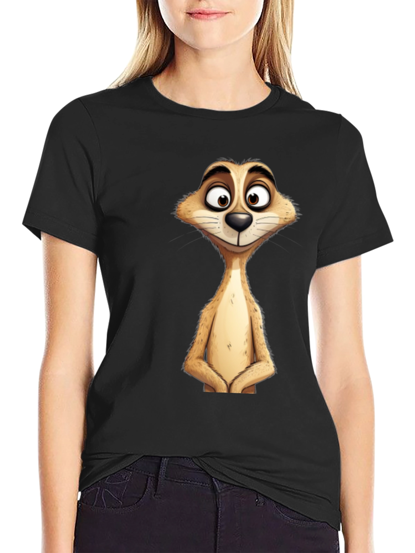 Meerkat Graphic Tee - Black Cotton T-Shirt