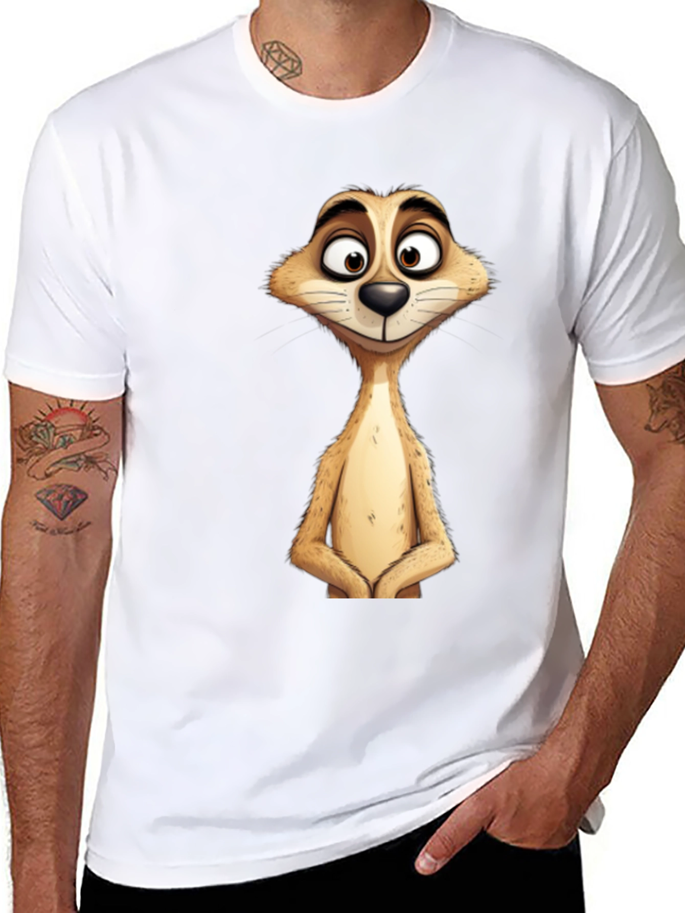 Meerkat Graphic Tee - Black Cotton T-Shirt