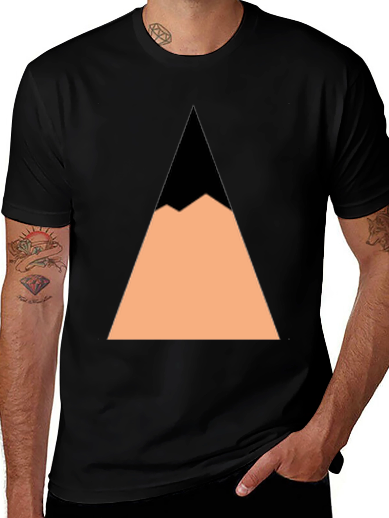 Geometric Mountain Peak Black T-Shirt