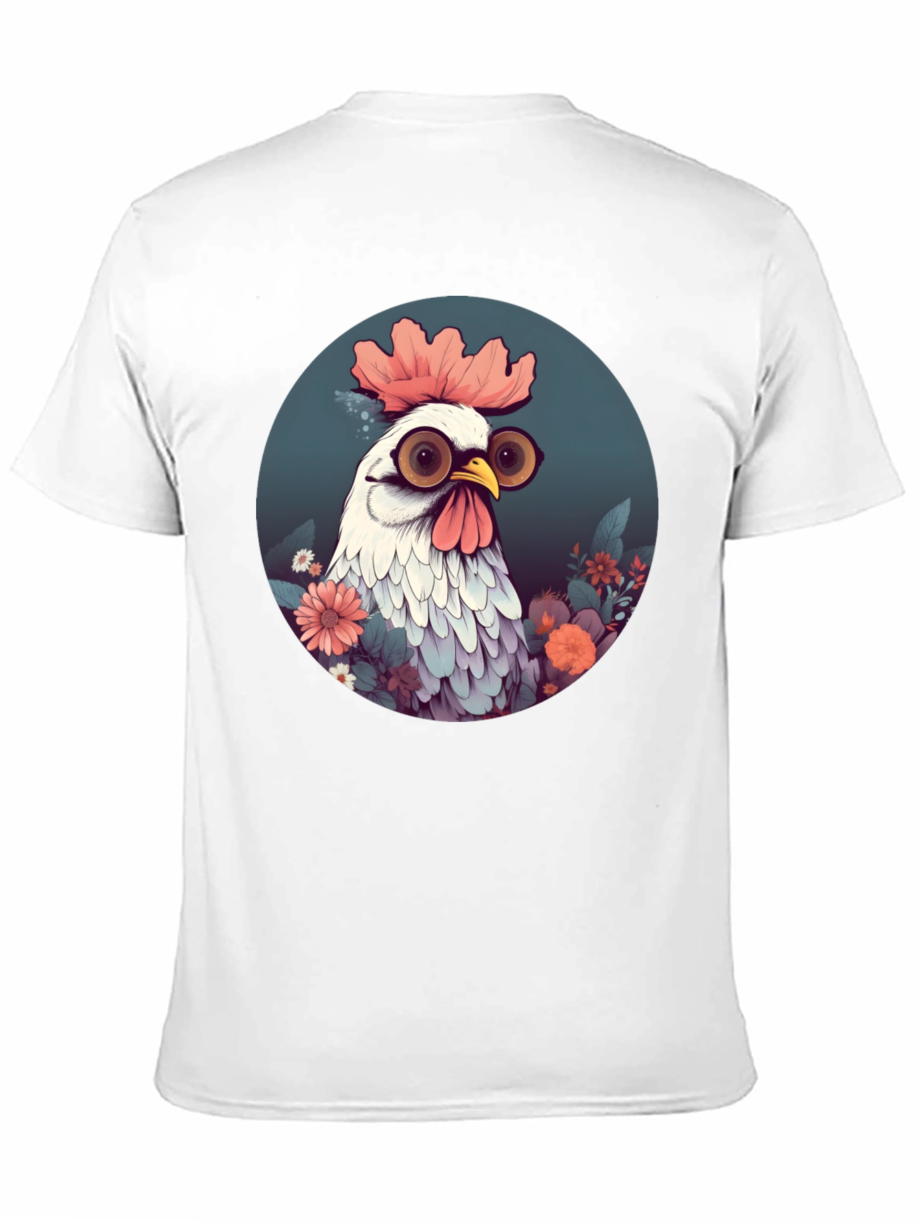 Quirky Chicken Graphic Tee - Round Neck Black