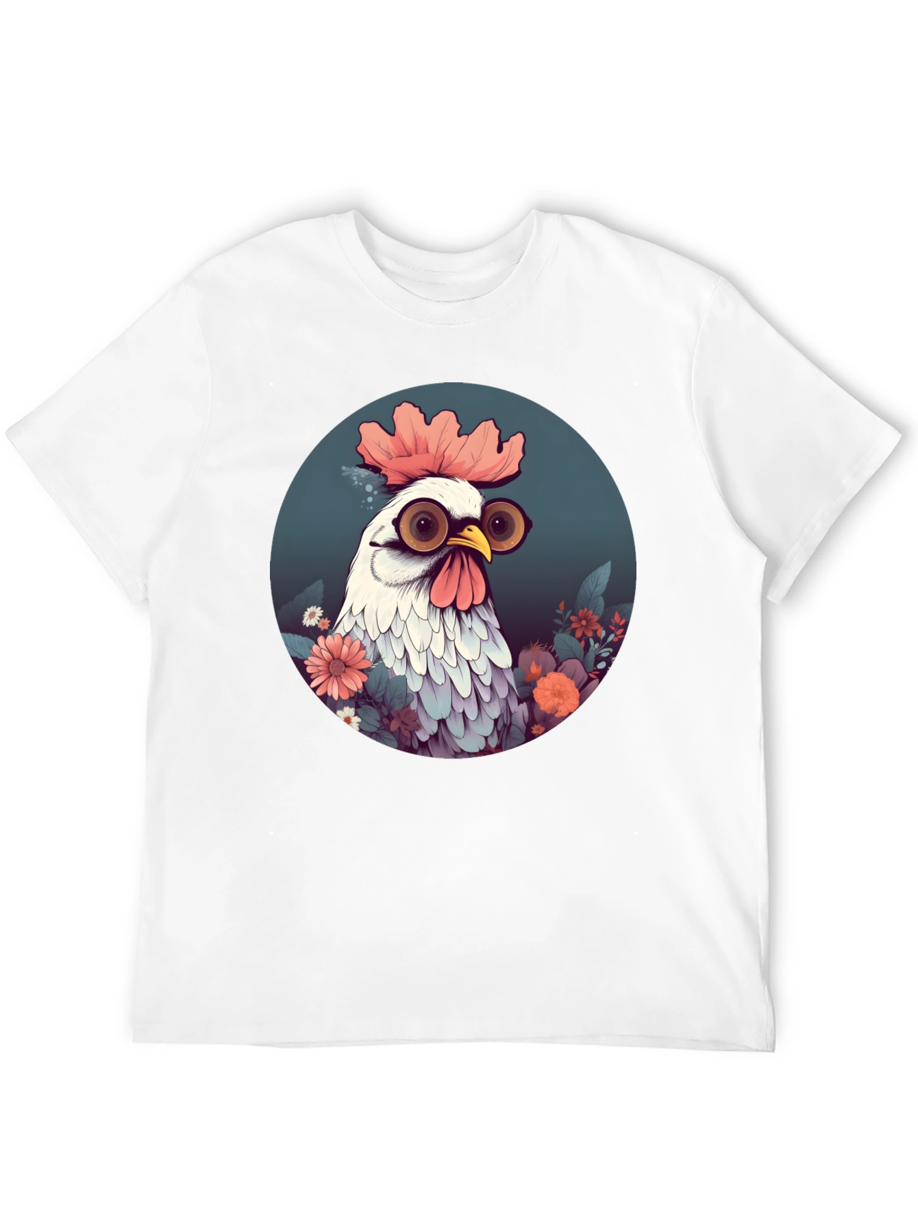 Quirky Chicken Graphic Tee - Round Neck Black
