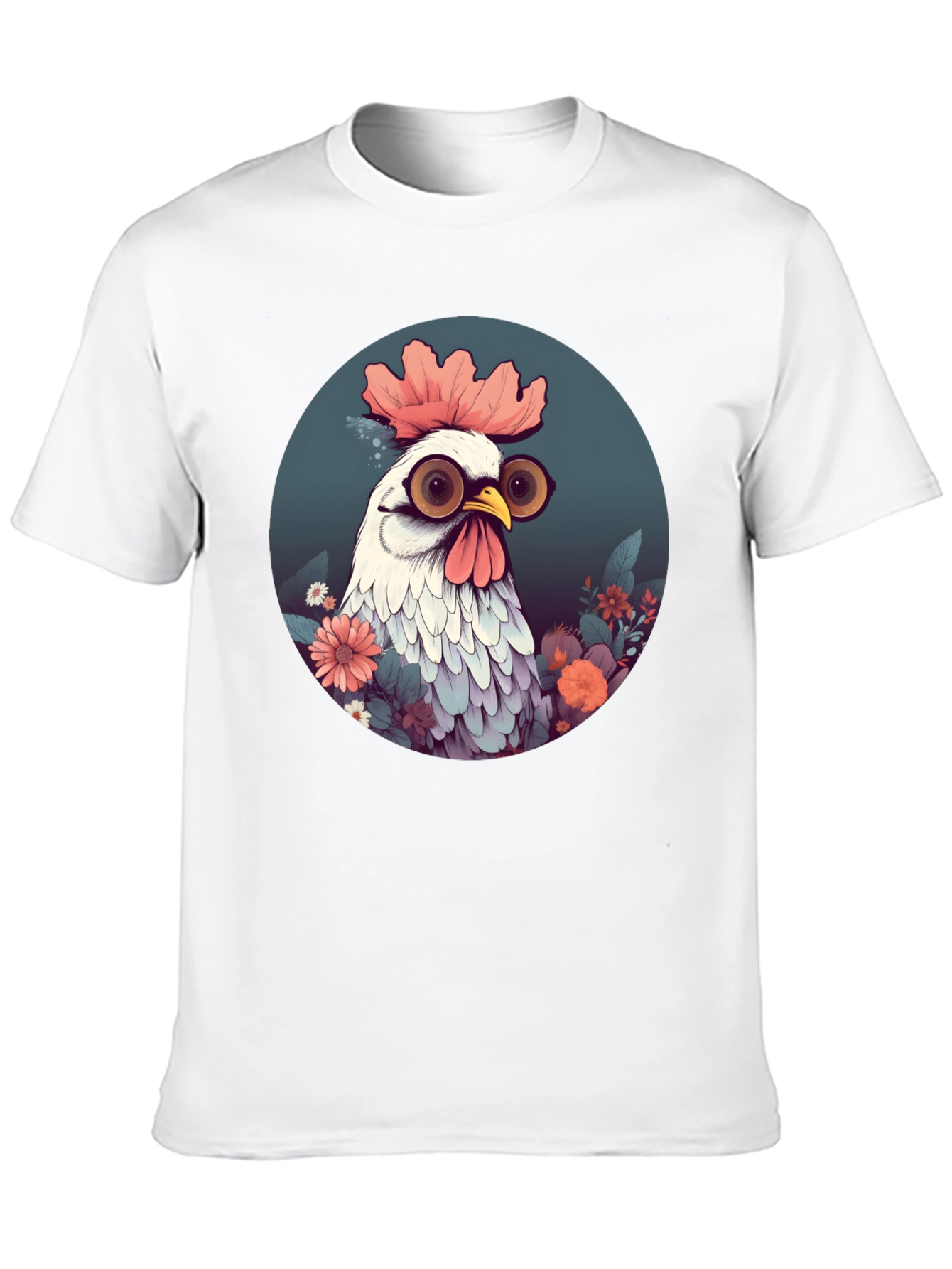 Quirky Chicken Graphic Tee - Round Neck Black