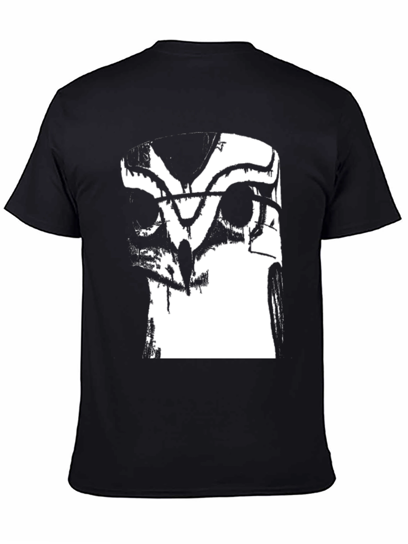 Abstract Owl Graphic Tee - Black Cotton Blend