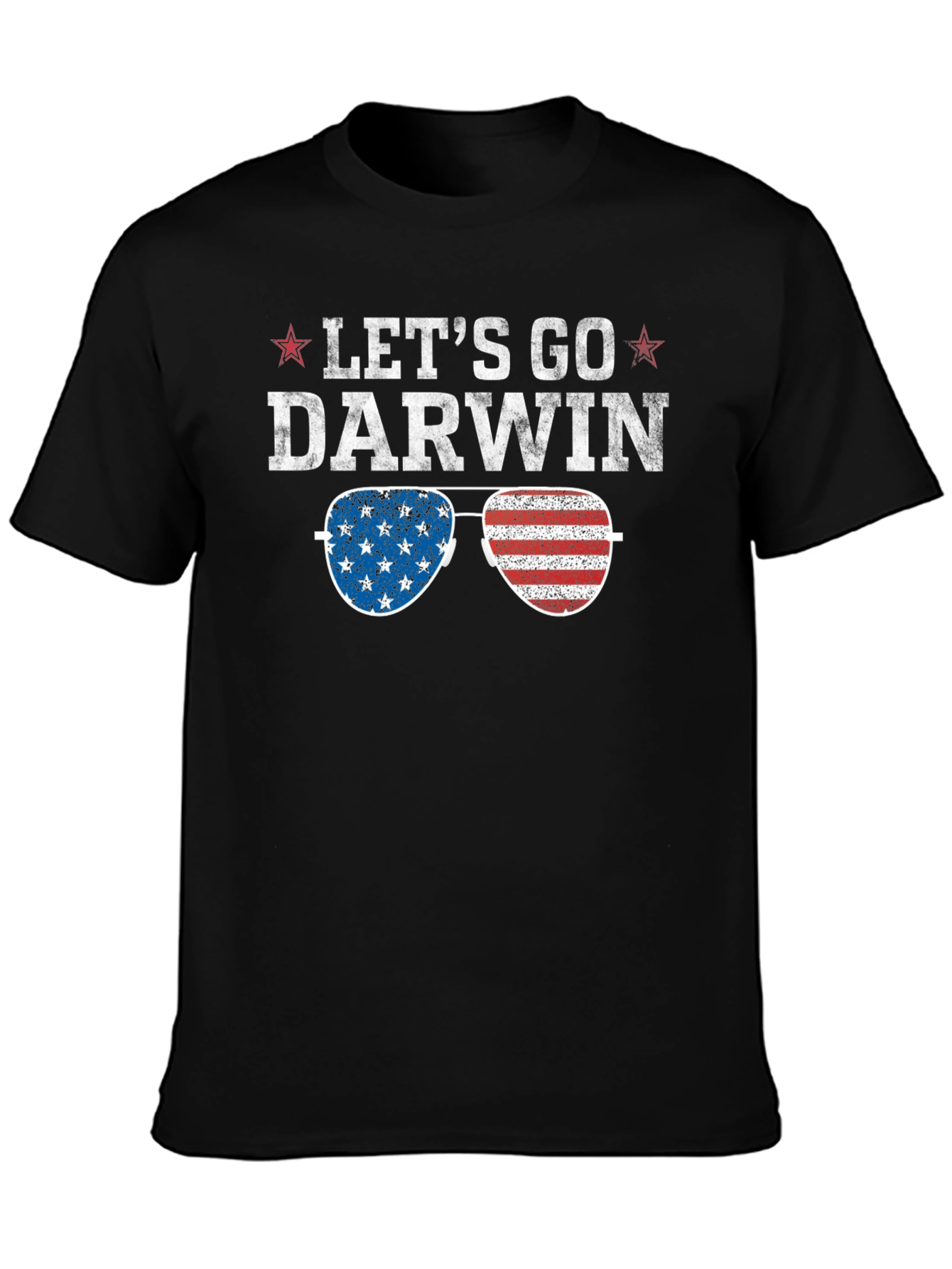 Lets Go Darwin Graphic Tee - American Flag Sunglasses