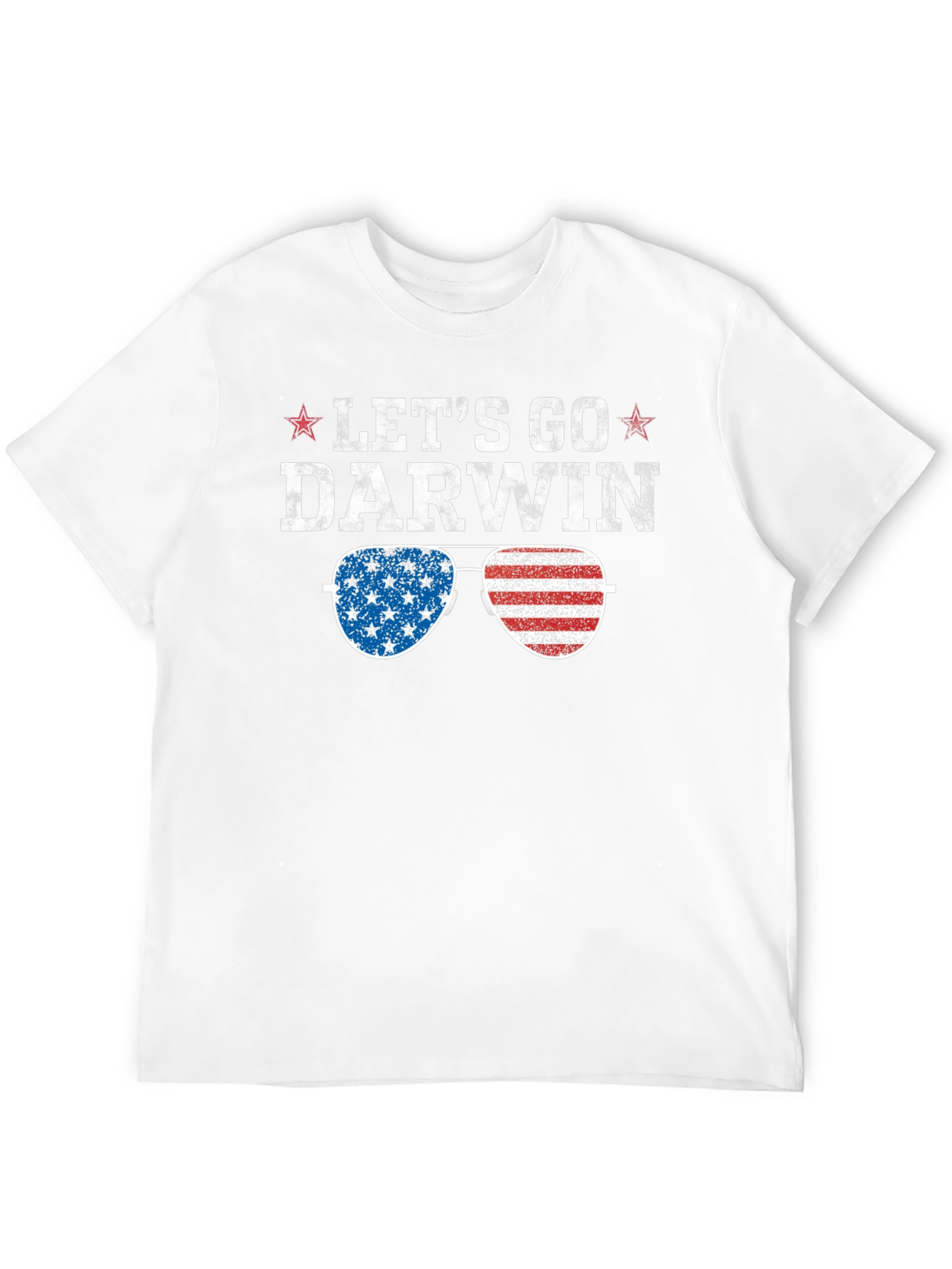 Lets Go Darwin Graphic Tee - American Flag Sunglasses