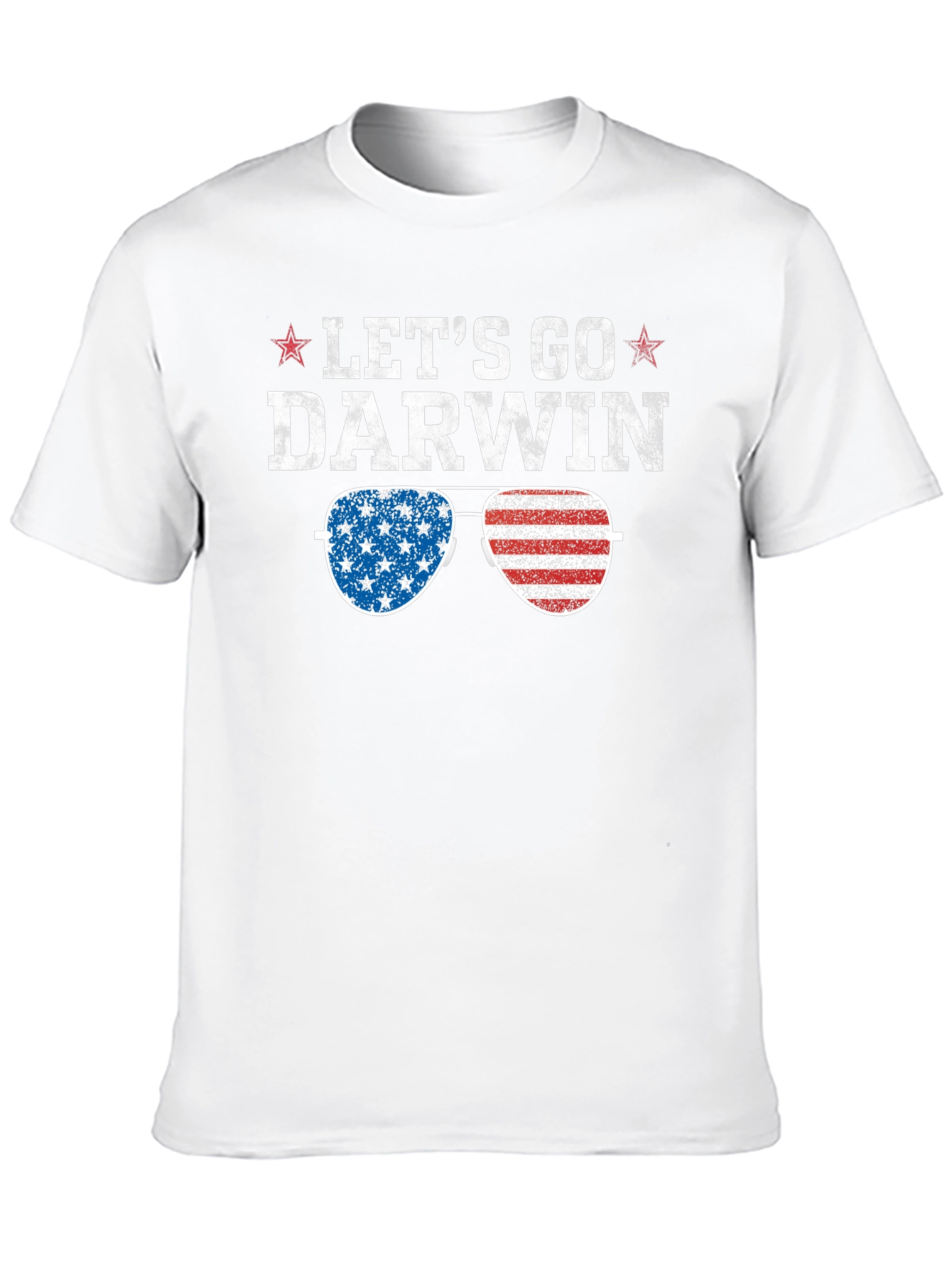 Lets Go Darwin Graphic Tee - American Flag Sunglasses