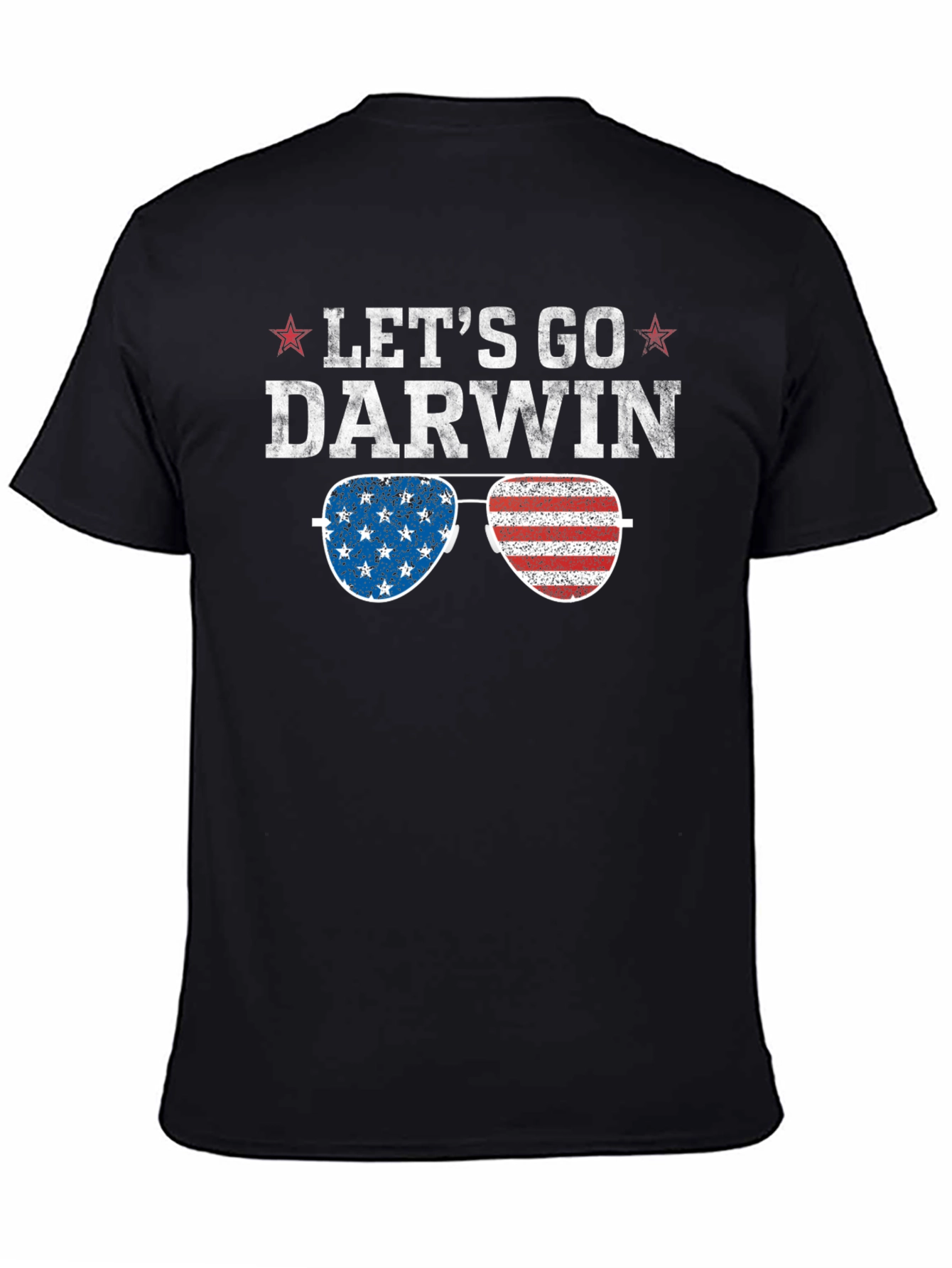 Lets Go Darwin Graphic Tee - American Flag Sunglasses