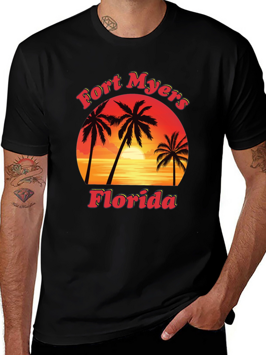 Fort Myers Florida T-Shirt Retro Sunset Palm Trees
