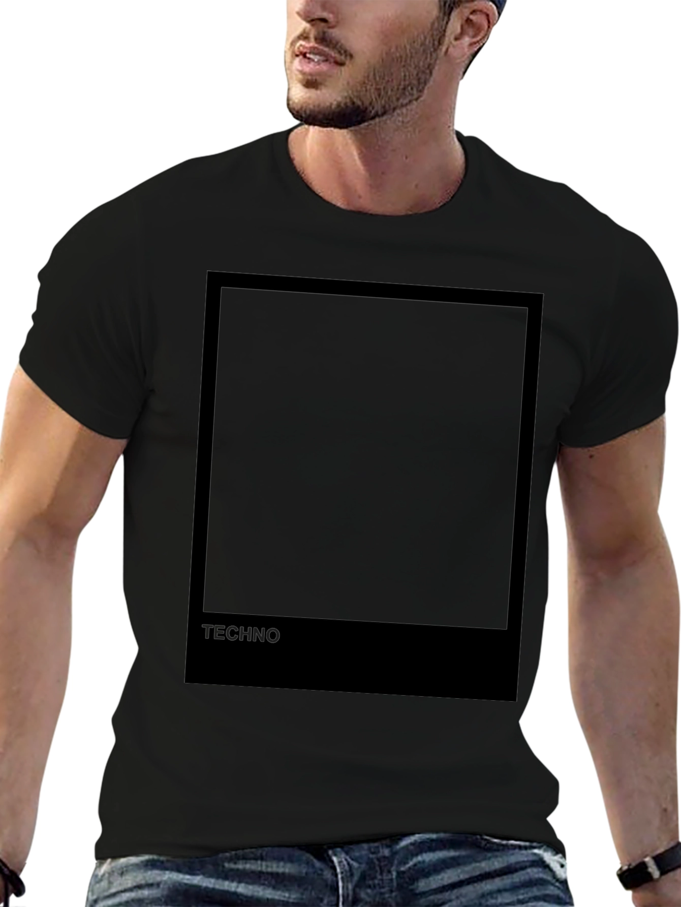 Techno Graphic Print Black T-Shirt