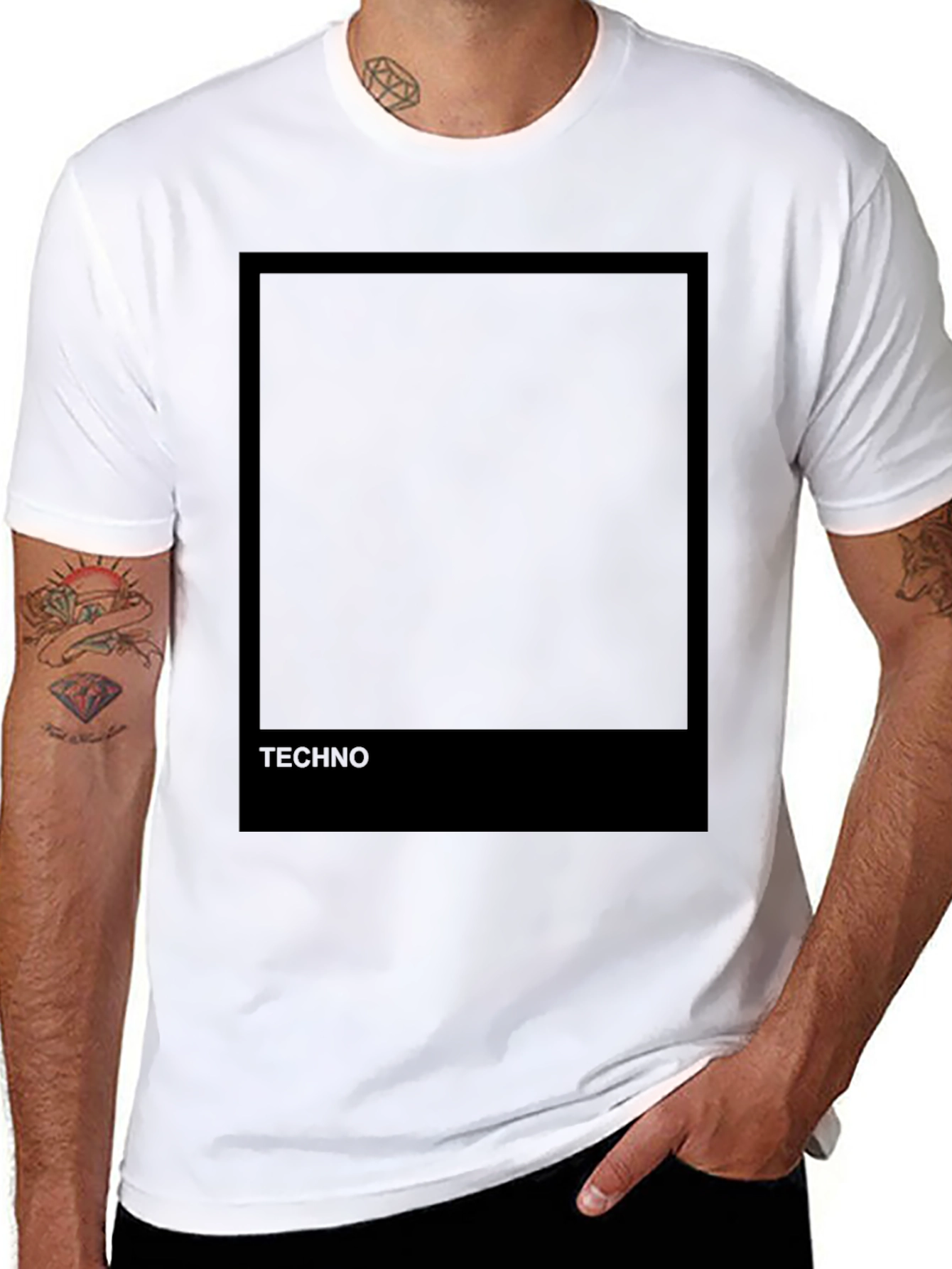 Techno Graphic Print Black T-Shirt