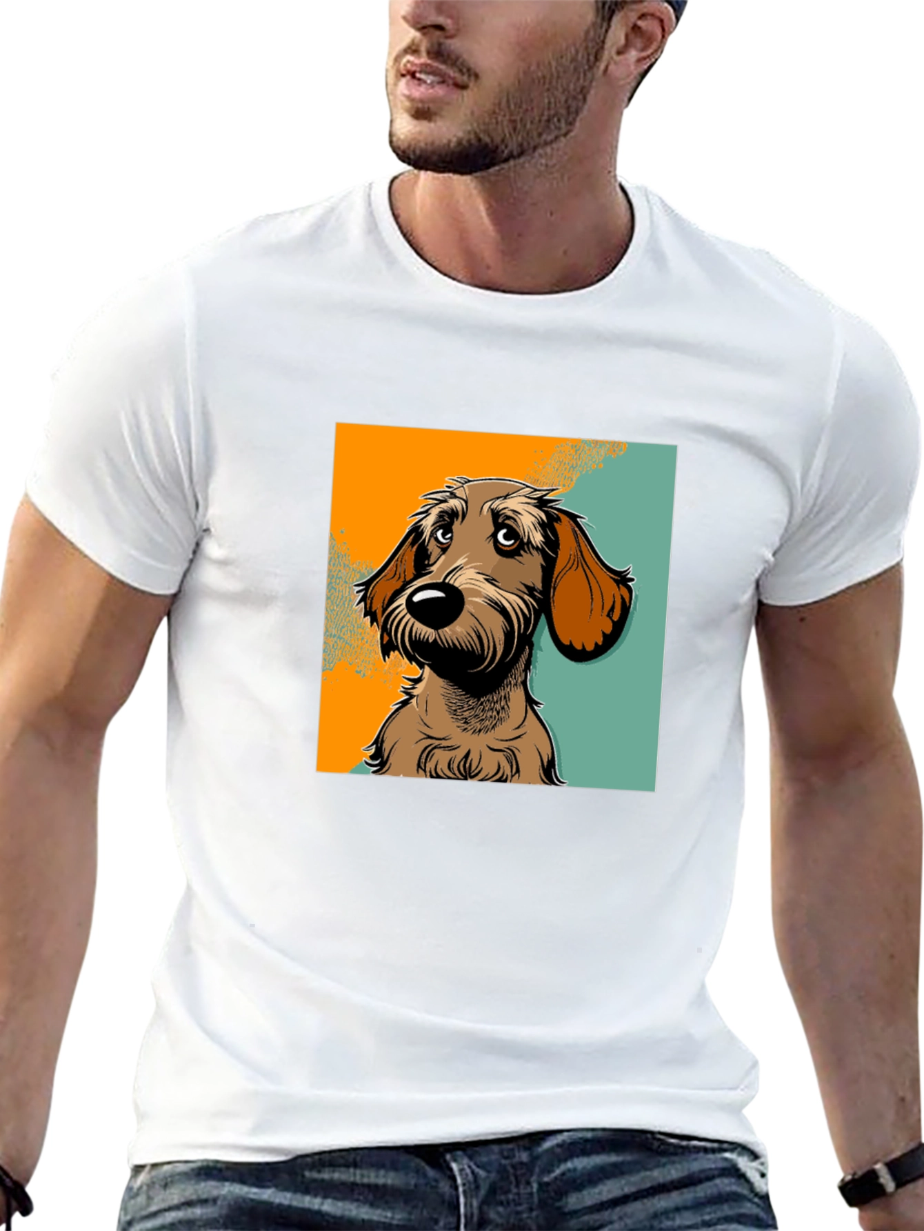 Dog Graphic T-Shirt - Black Short Sleeve Tee