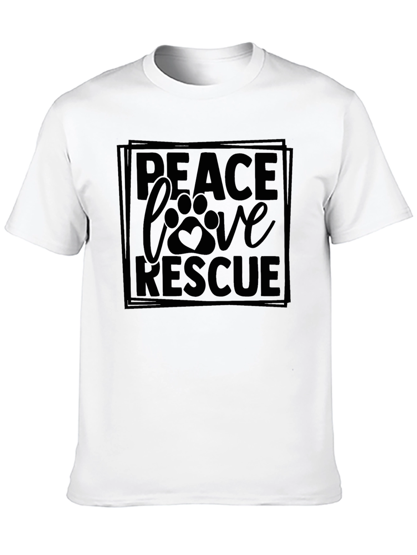 Peace Love Rescue T-Shirt - Dog Paw Print Design