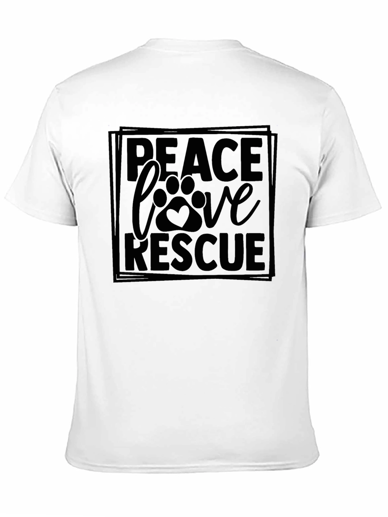 Peace Love Rescue T-Shirt - Dog Paw Print Design