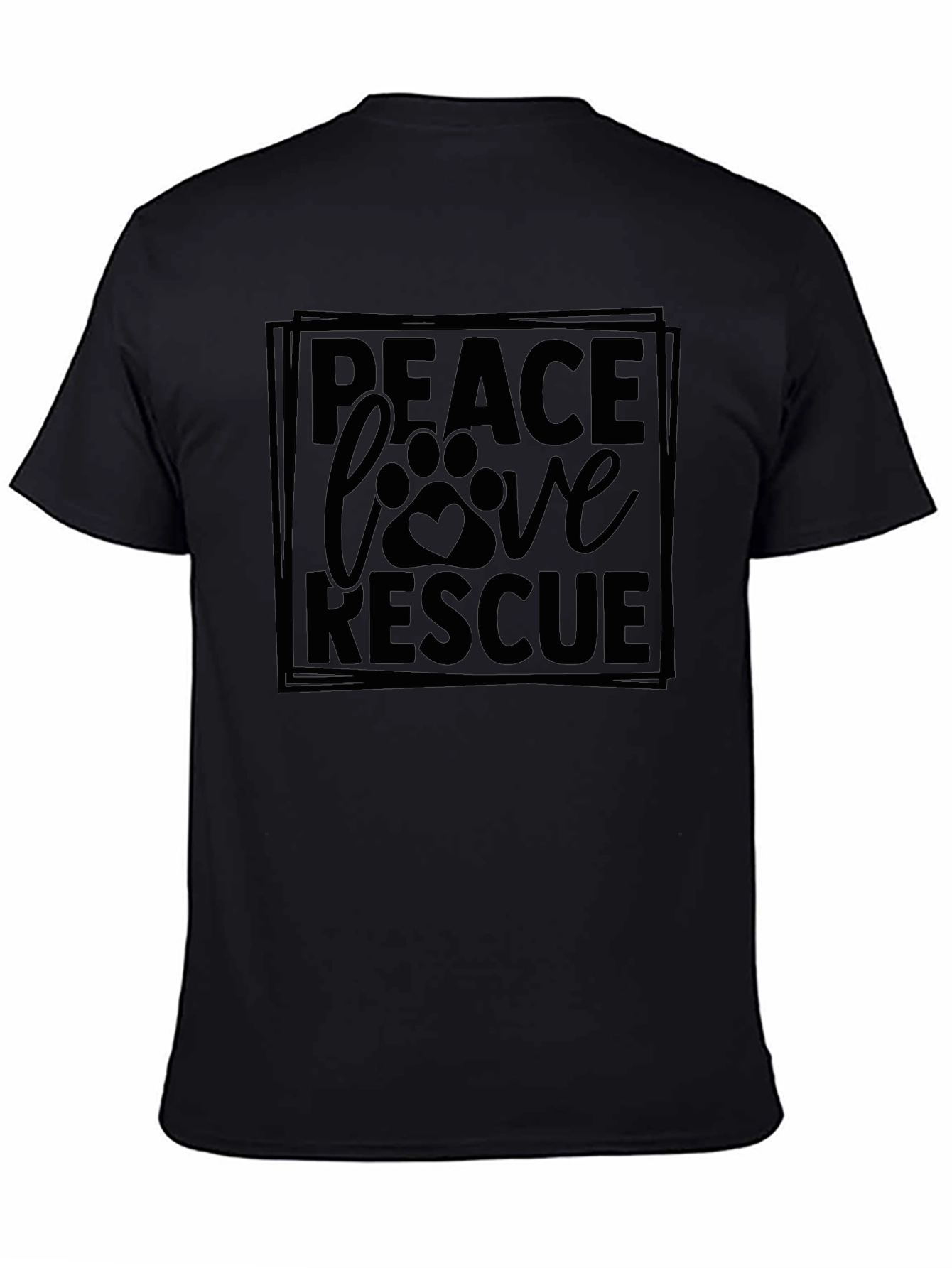 Peace Love Rescue T-Shirt - Dog Paw Print Design