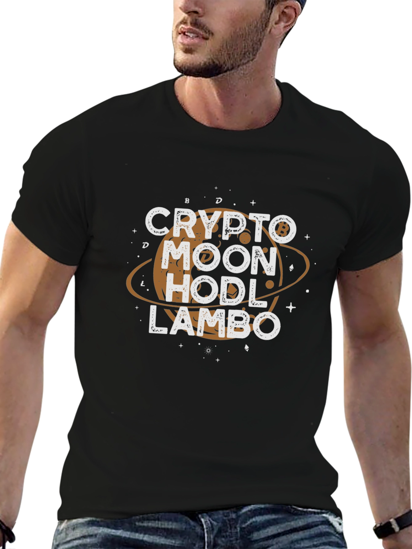 Crypto Moon Hodl Lambo Graphic Tee