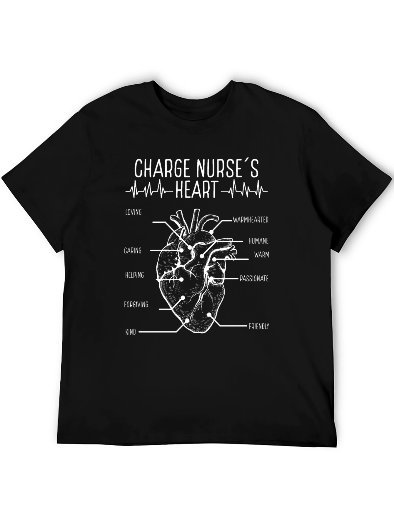 Charge Nurses Heart T-Shirt - Caring Nurse Tee