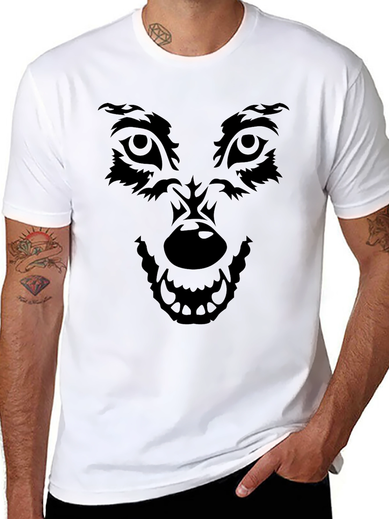 Wolf Graphic Print Black T-Shirt