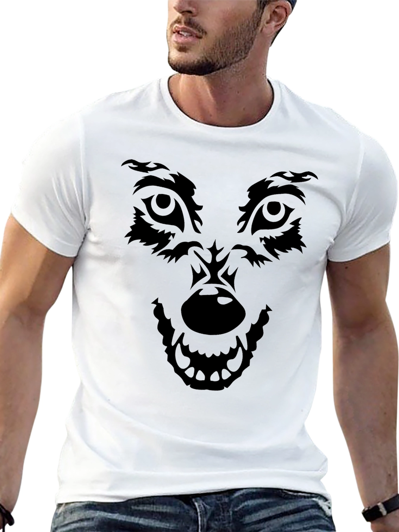 Wolf Graphic Print Black T-Shirt