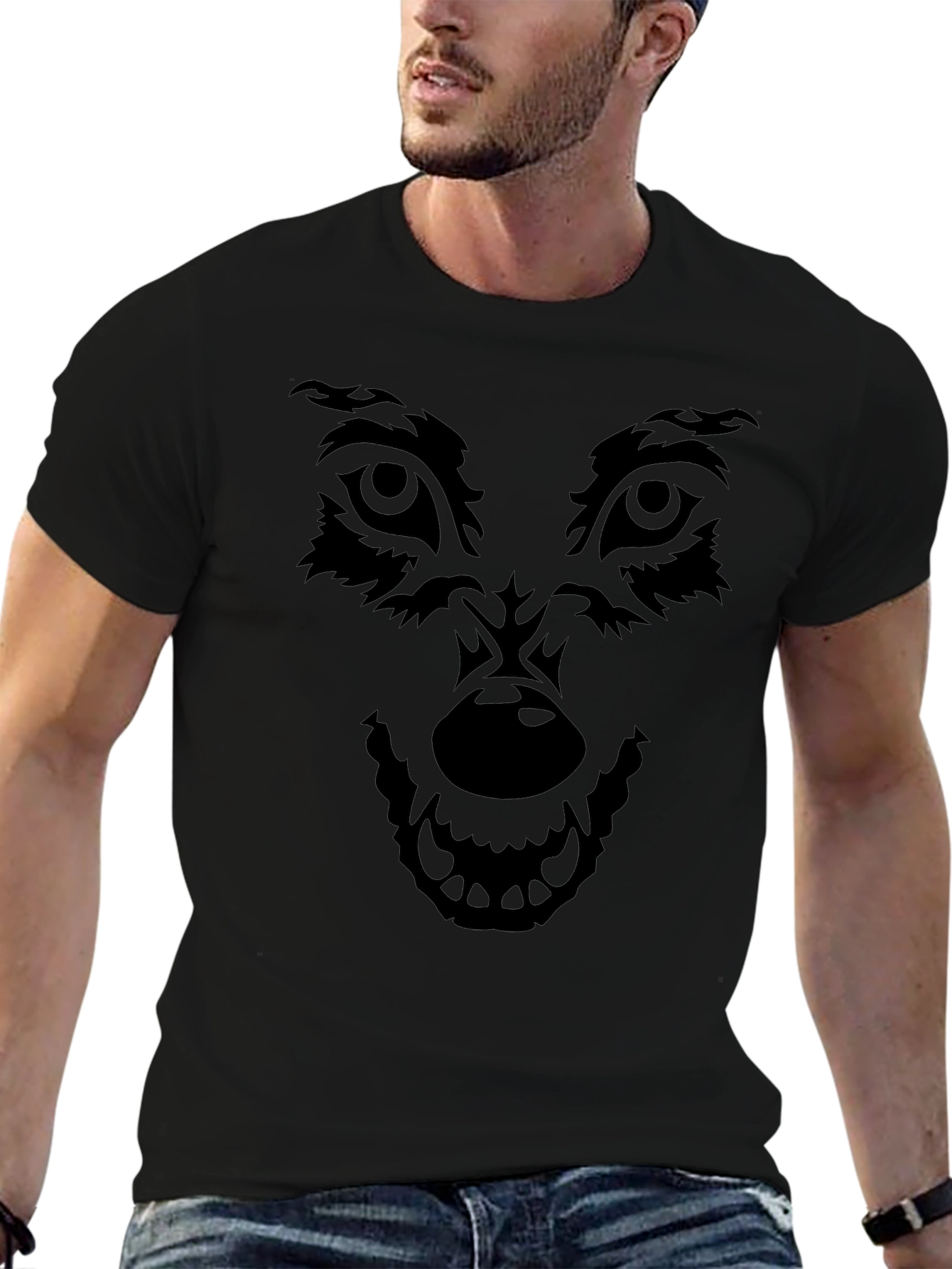 Wolf Graphic Print Black T-Shirt