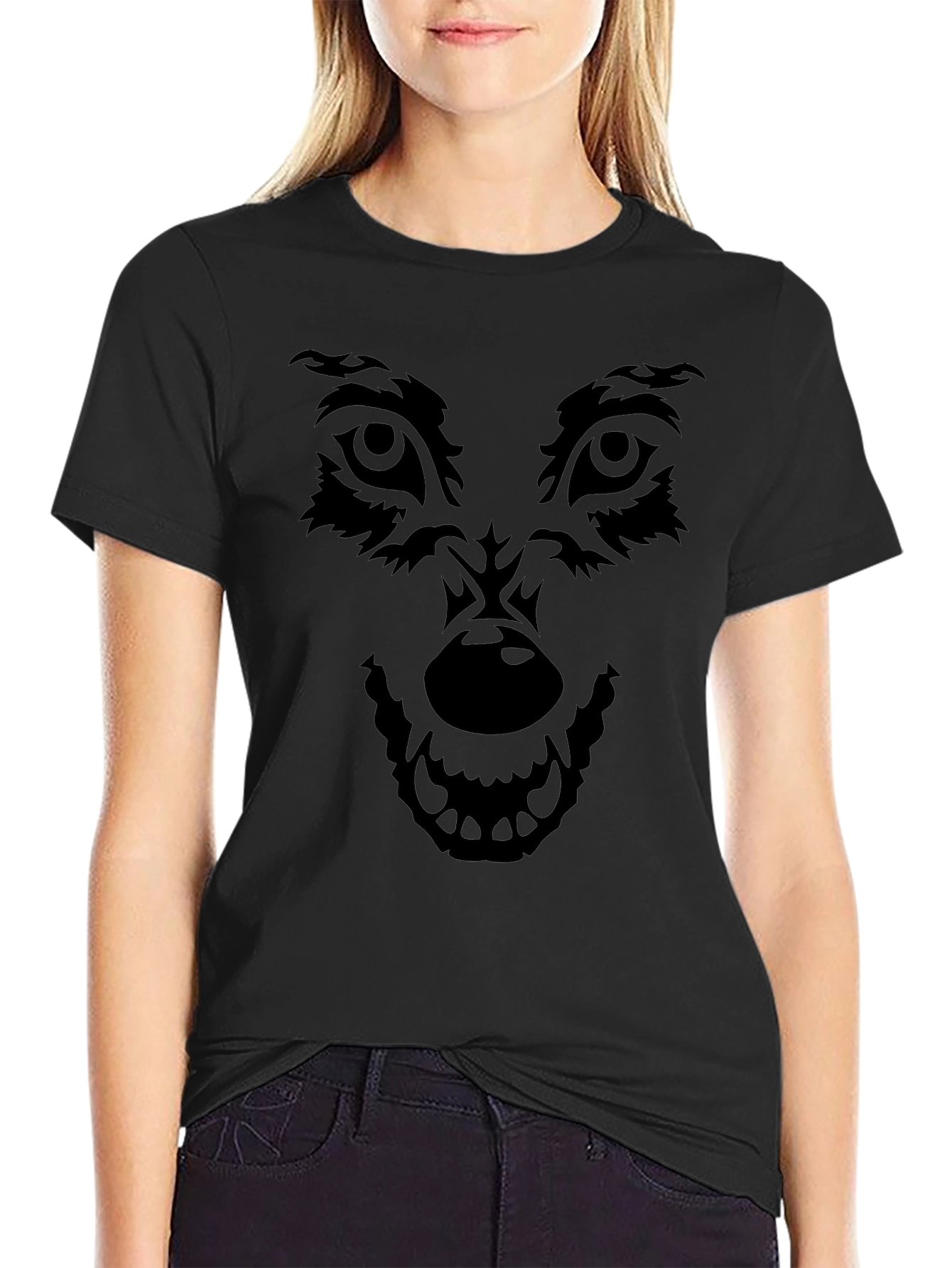 Wolf Graphic Print Black T-Shirt