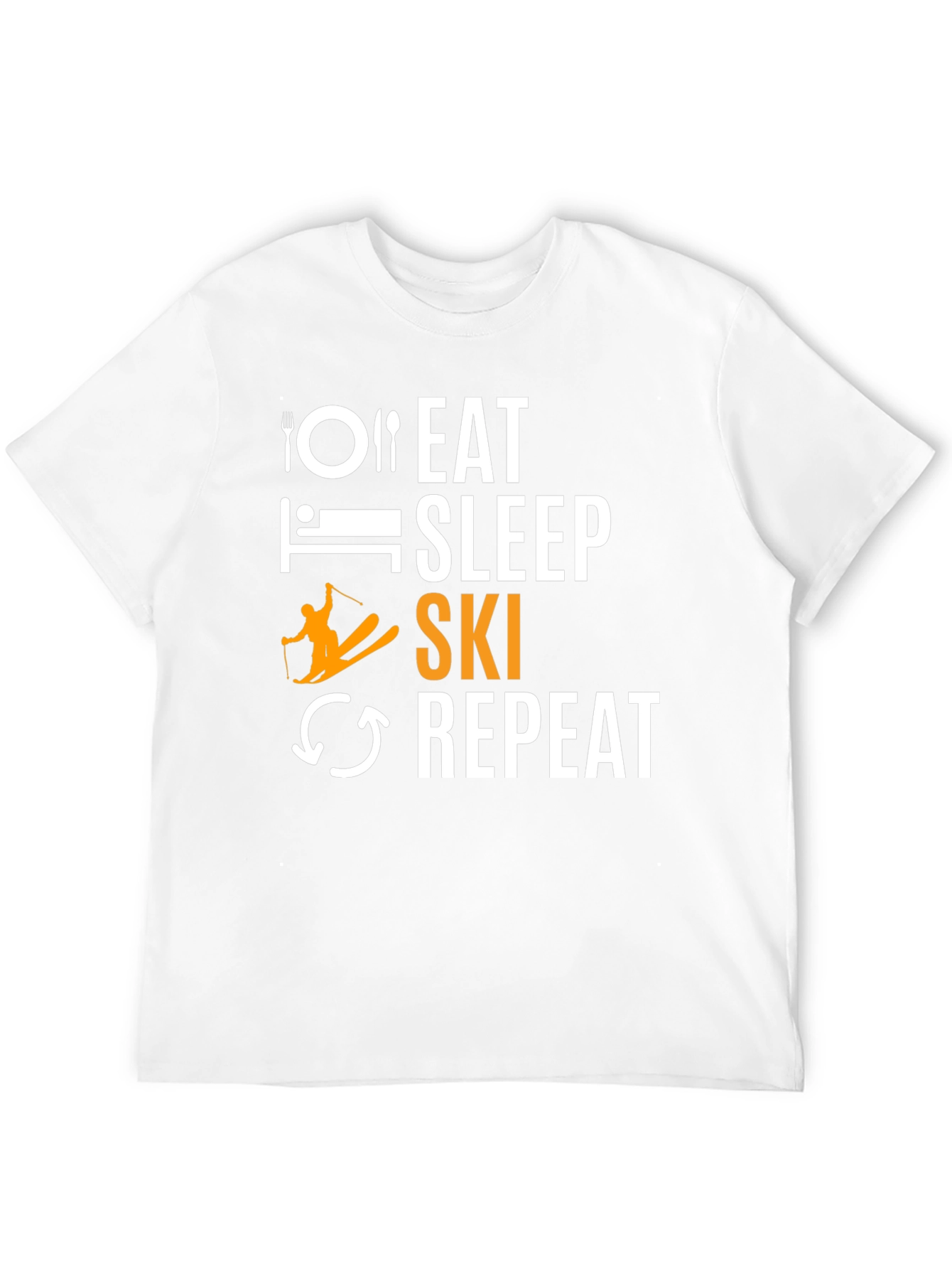 Eat Sleep Ski Repeat Black Graphic Tee
