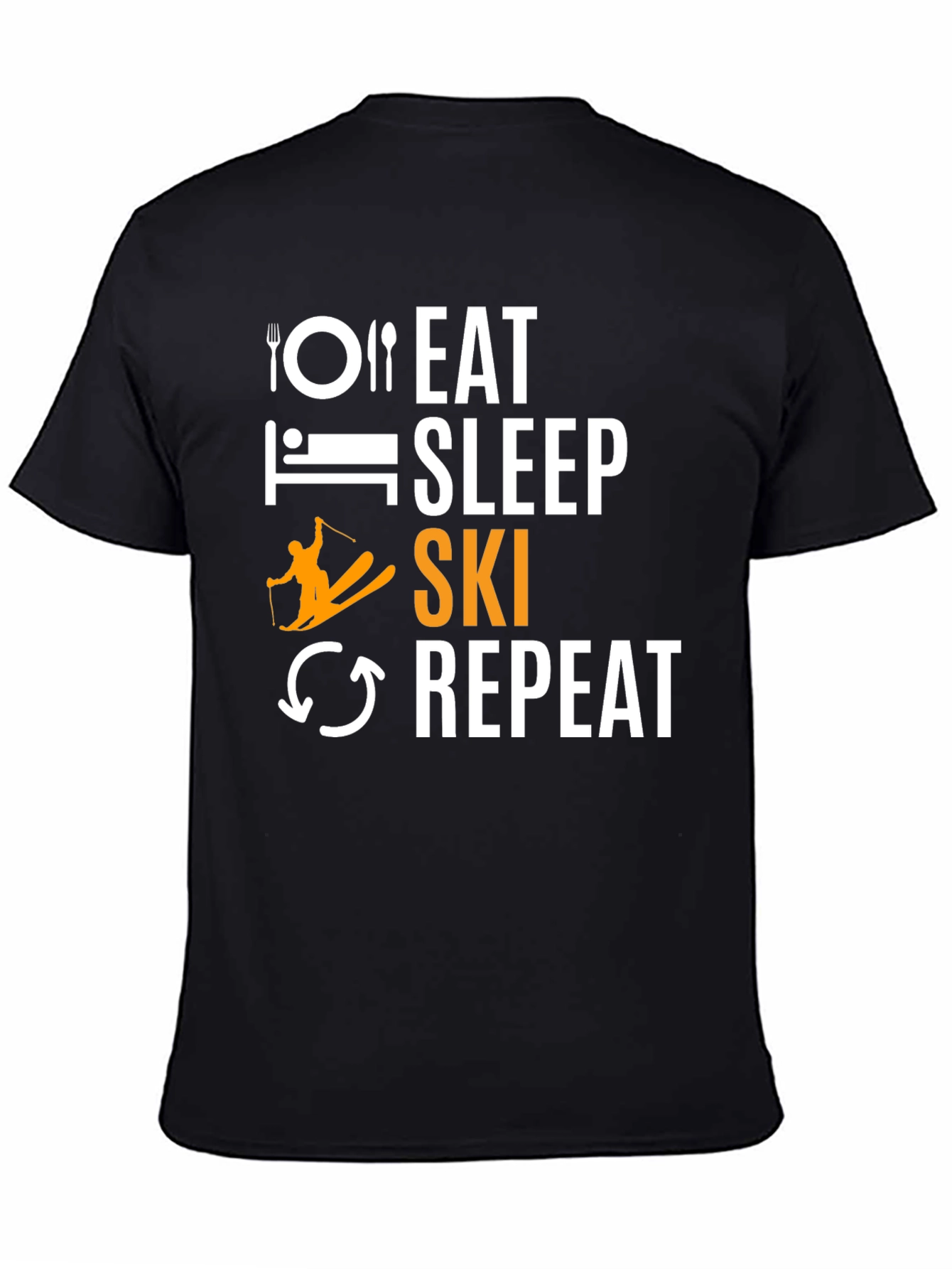 Eat Sleep Ski Repeat Black Graphic Tee