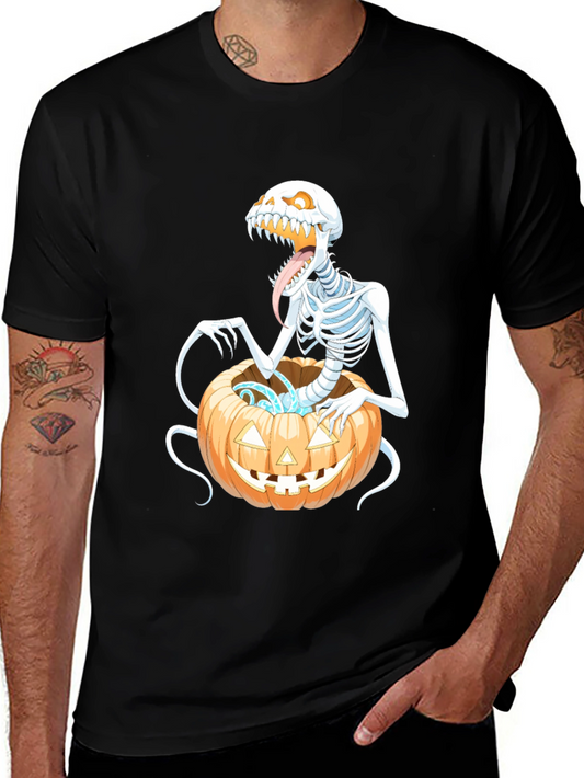 Spooky Skeleton Pumpkin Graphic Tee