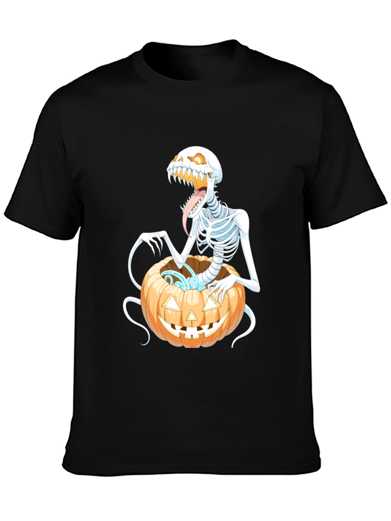 Spooky Skeleton Pumpkin Graphic Tee