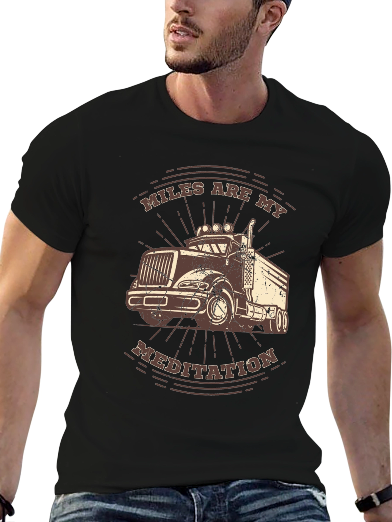 Trucker T-Shirt: Miles Are My Meditation Tee