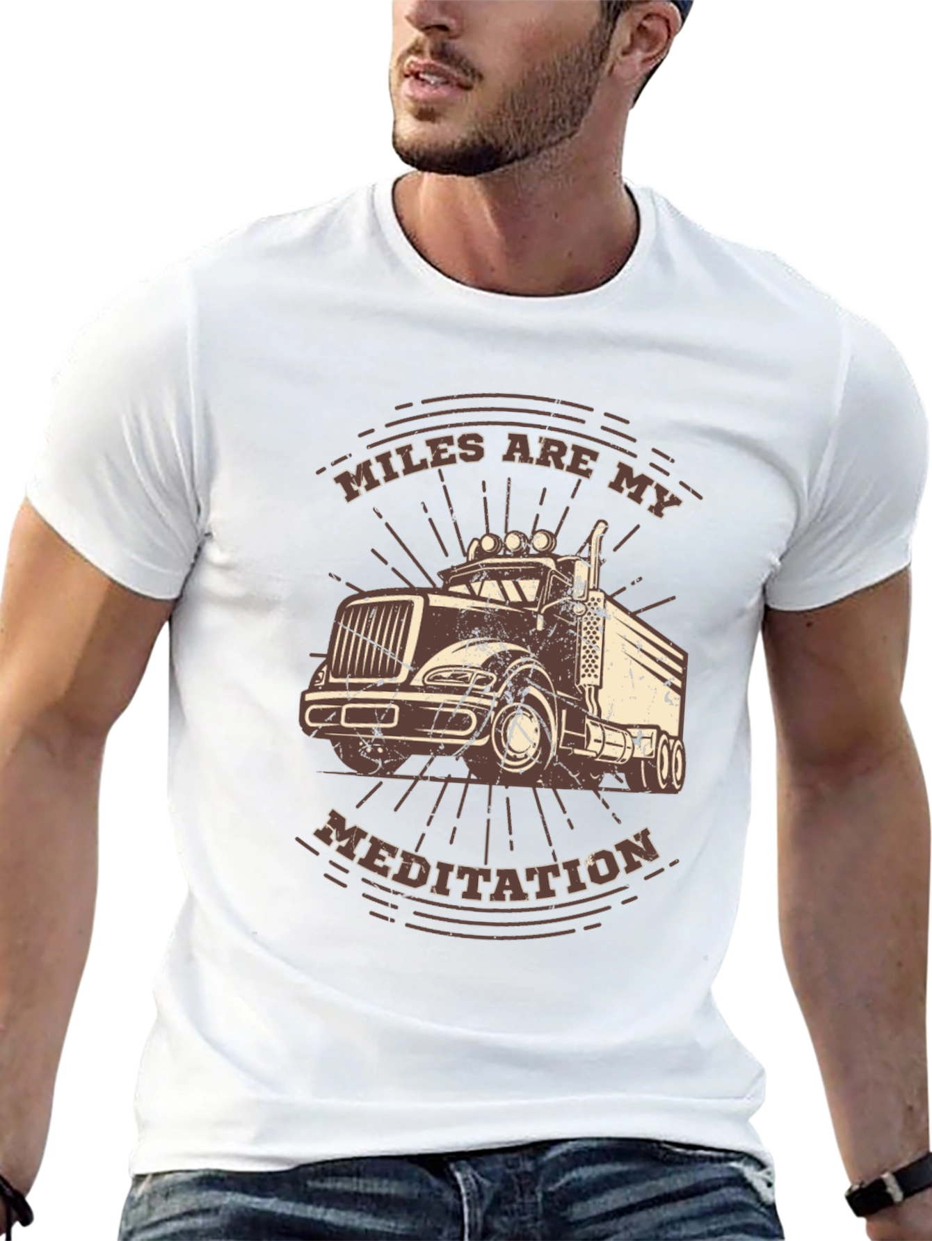 Trucker T-Shirt: Miles Are My Meditation Tee