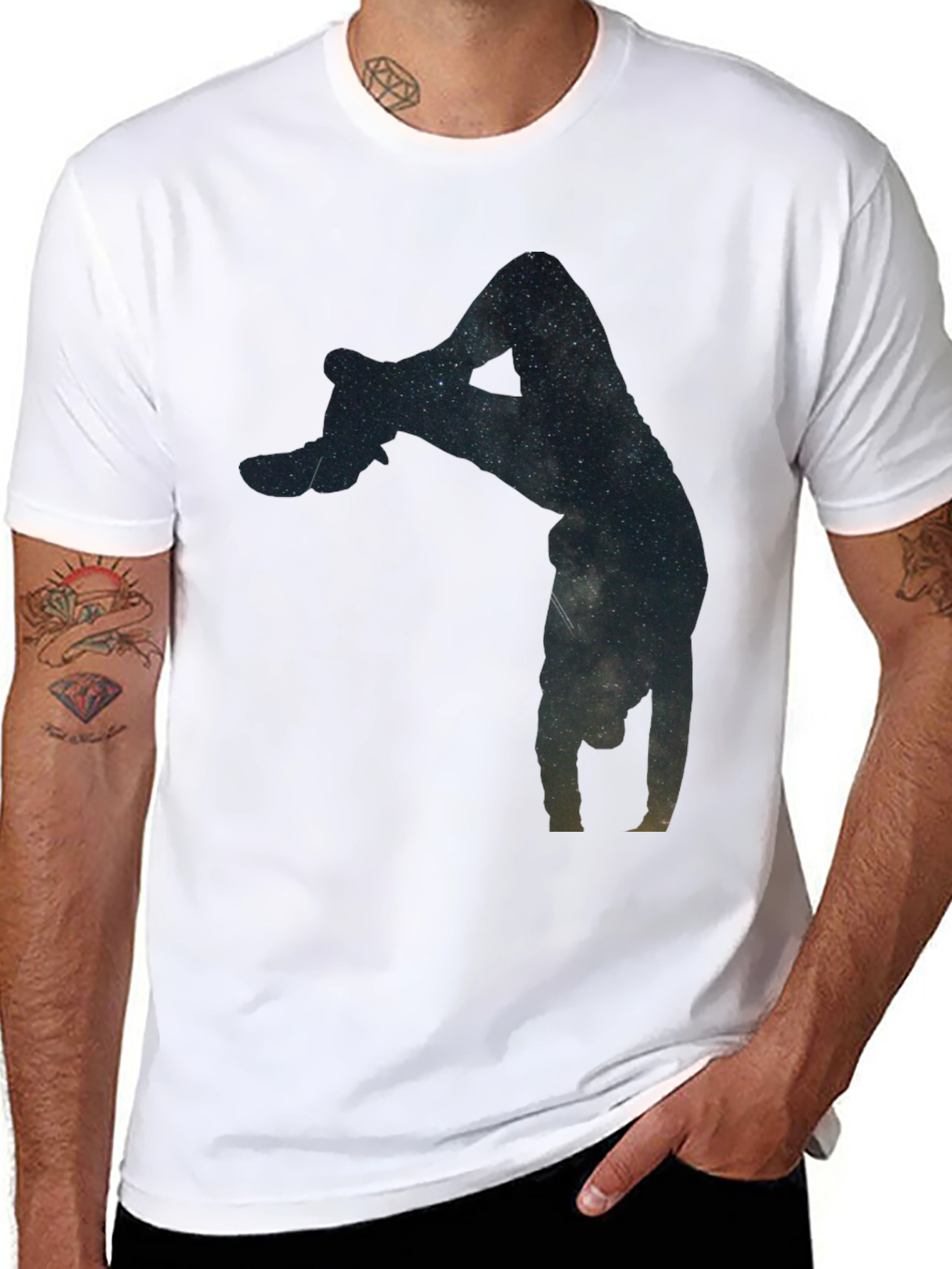 Galaxy Handstand Black T-Shirt