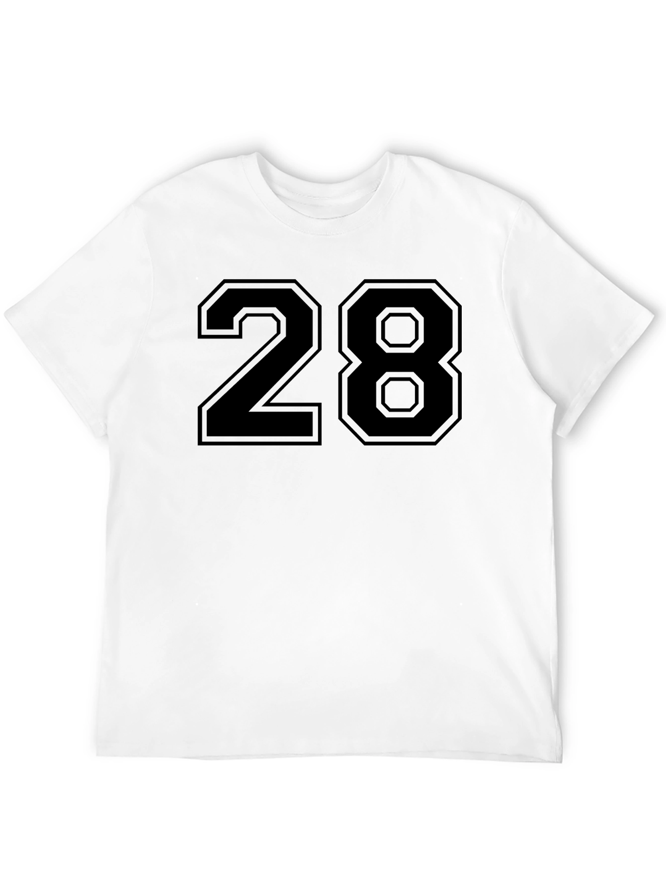 Mens Black T-Shirt with Number 28 Graphic