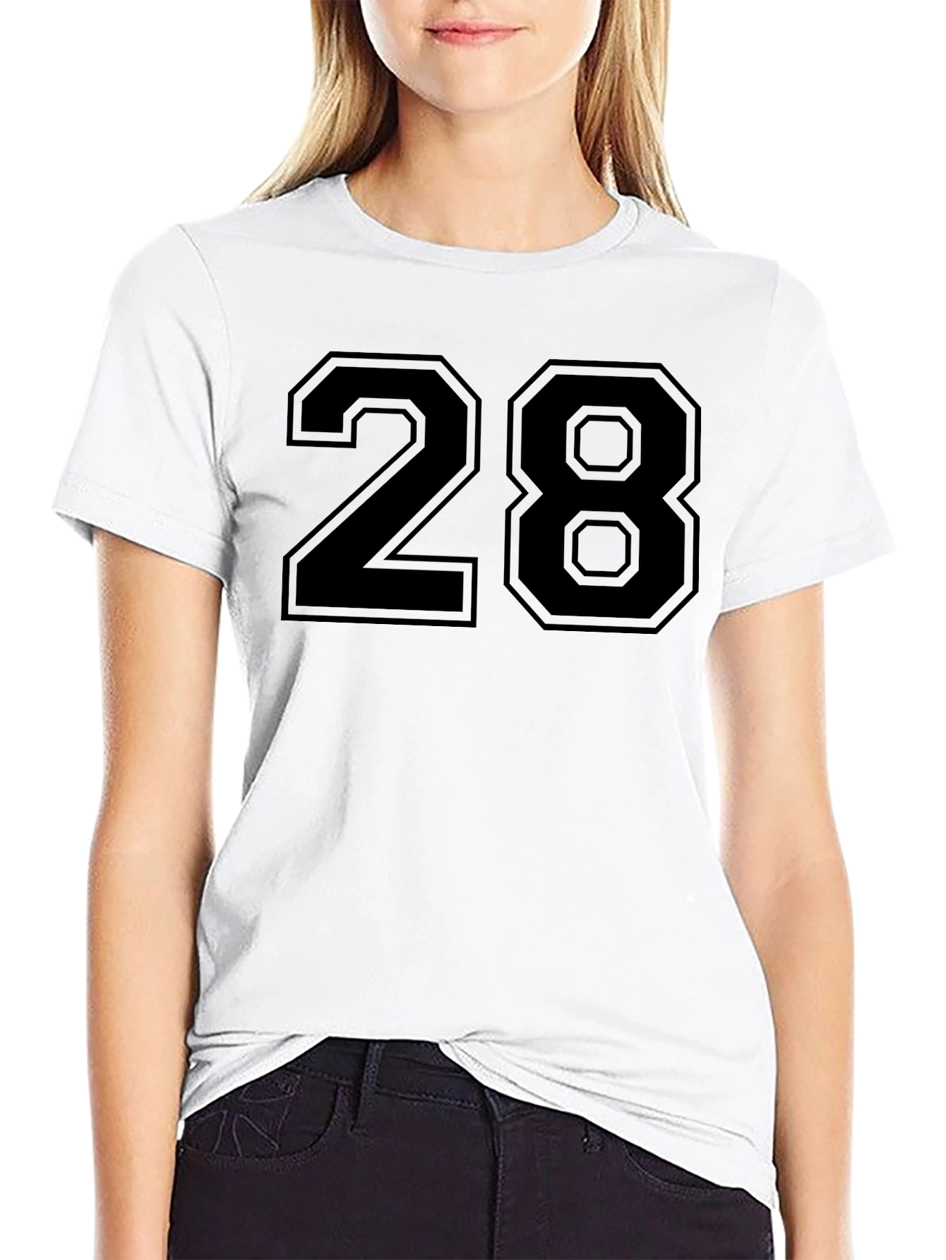 Mens Black T-Shirt with Number 28 Graphic
