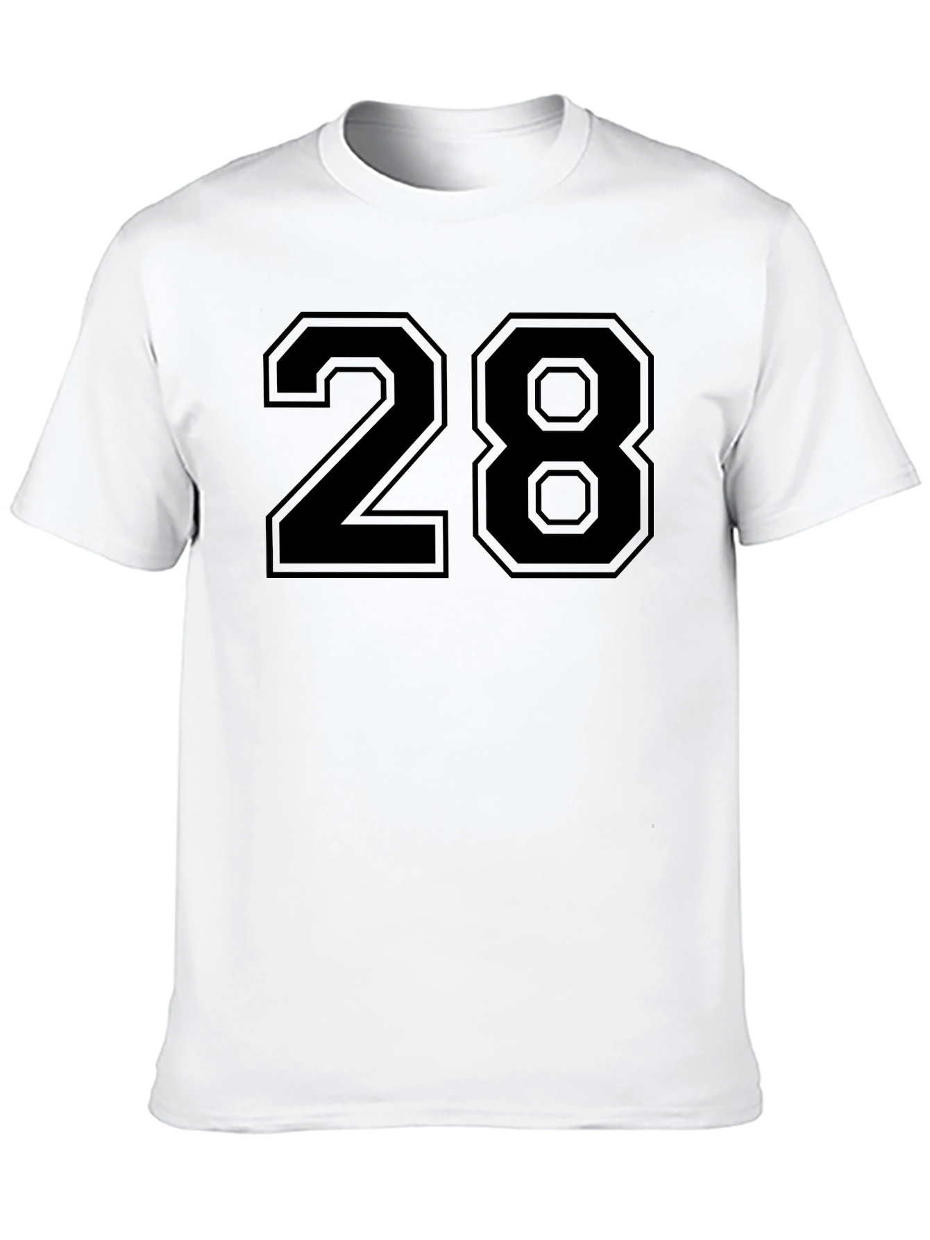 Mens Black T-Shirt with Number 28 Graphic