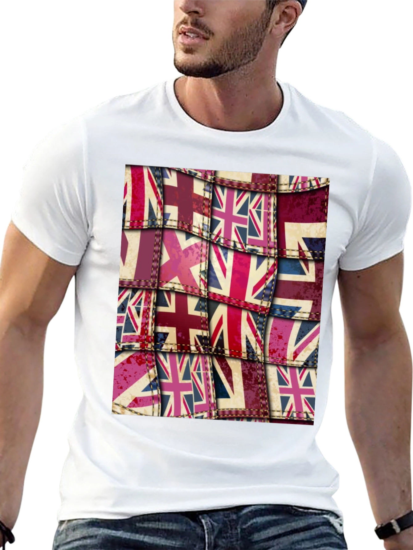 Union Jack Flag Patchwork Graphic Tee