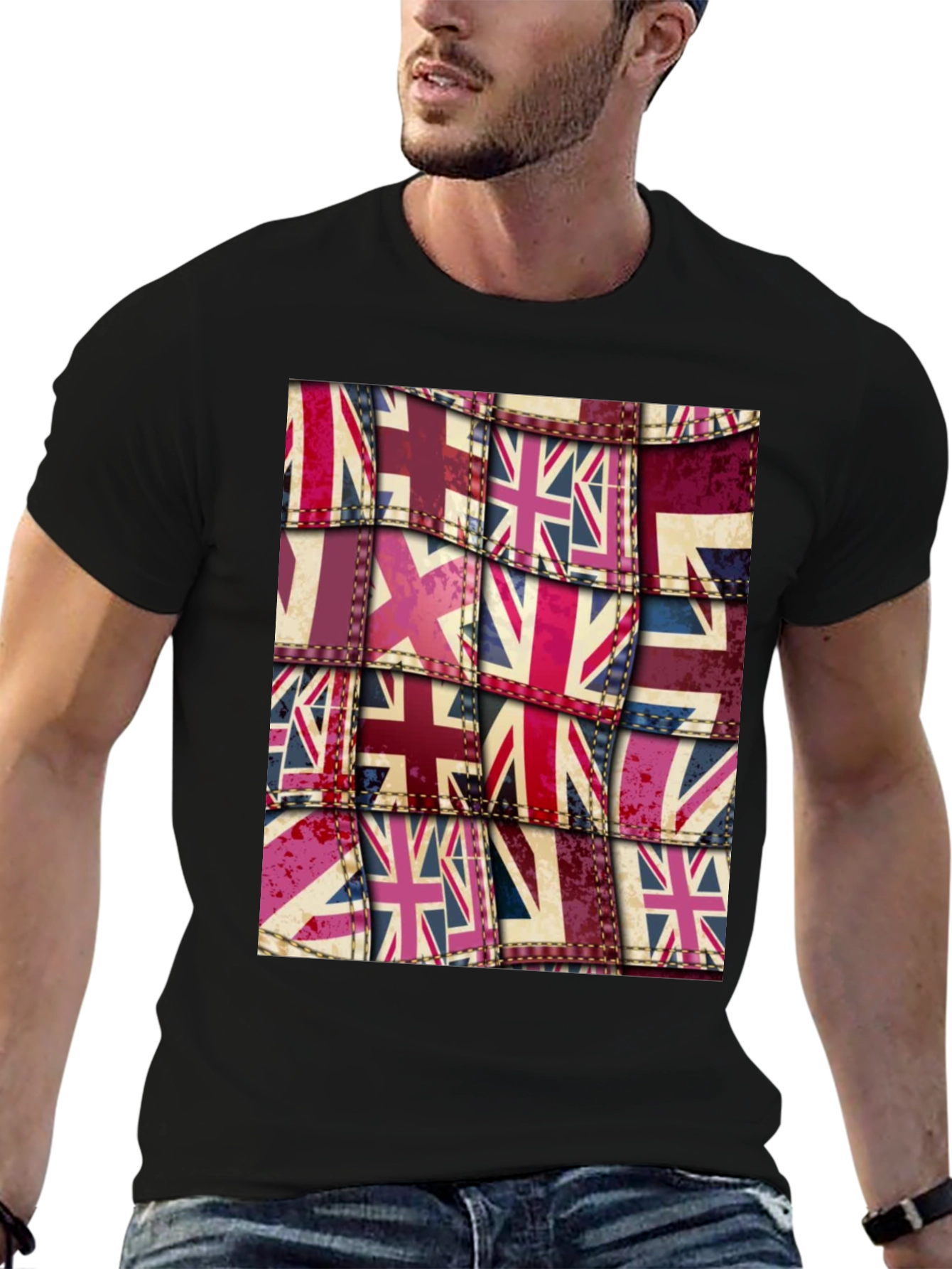 Union Jack Flag Patchwork Graphic Tee