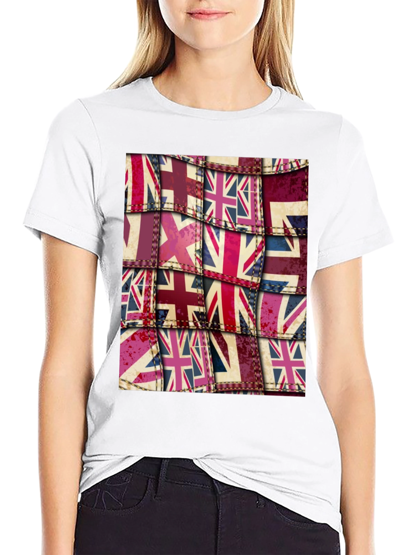 Union Jack Flag Patchwork Graphic Tee