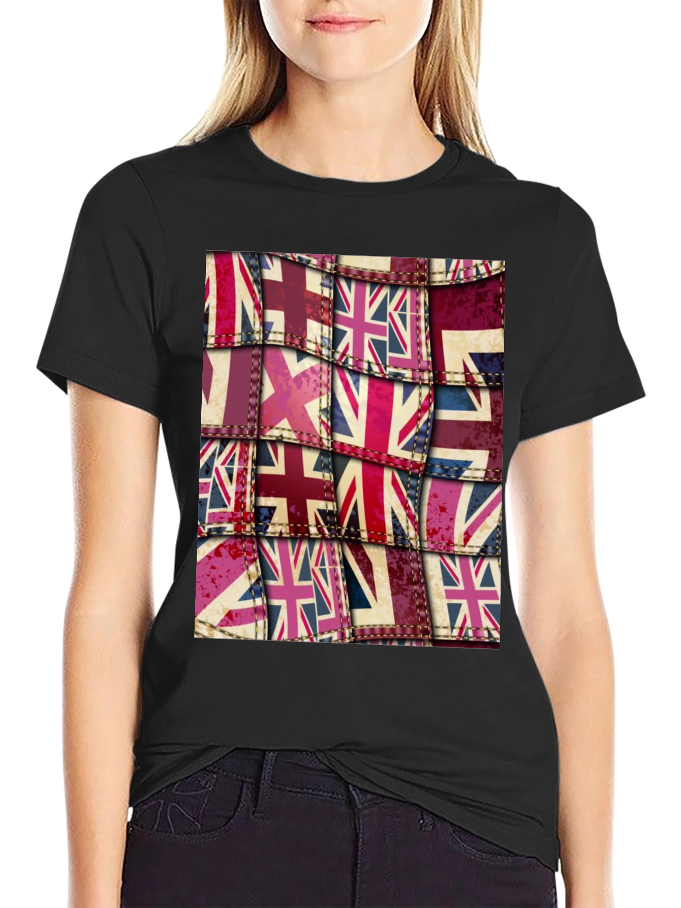 Union Jack Flag Patchwork Graphic Tee