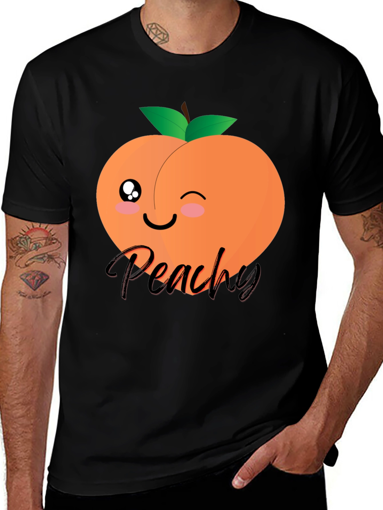 Cute Peachy Graphic T-Shirt - Unisex Black Tee