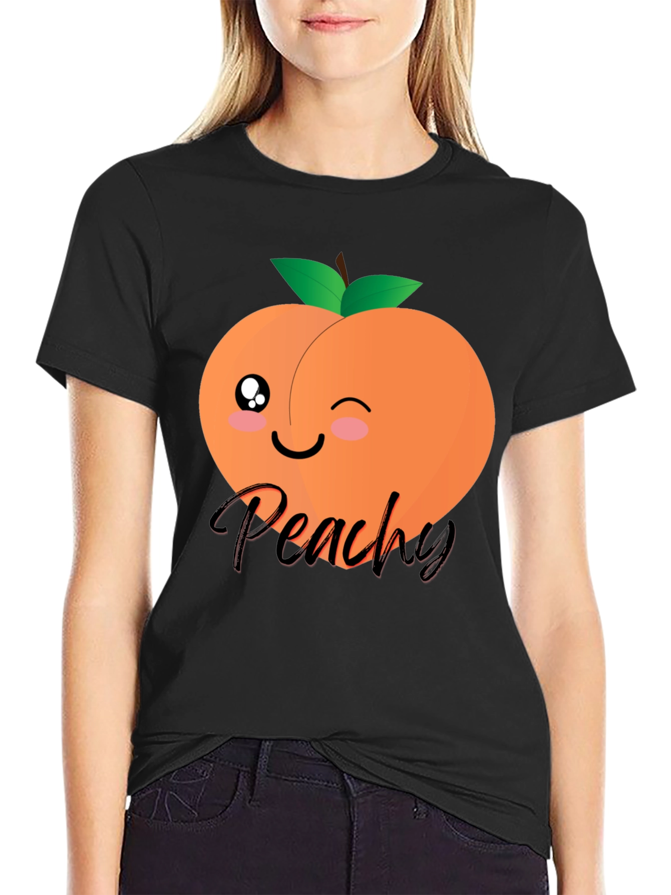 Cute Peachy Graphic T-Shirt - Unisex Black Tee