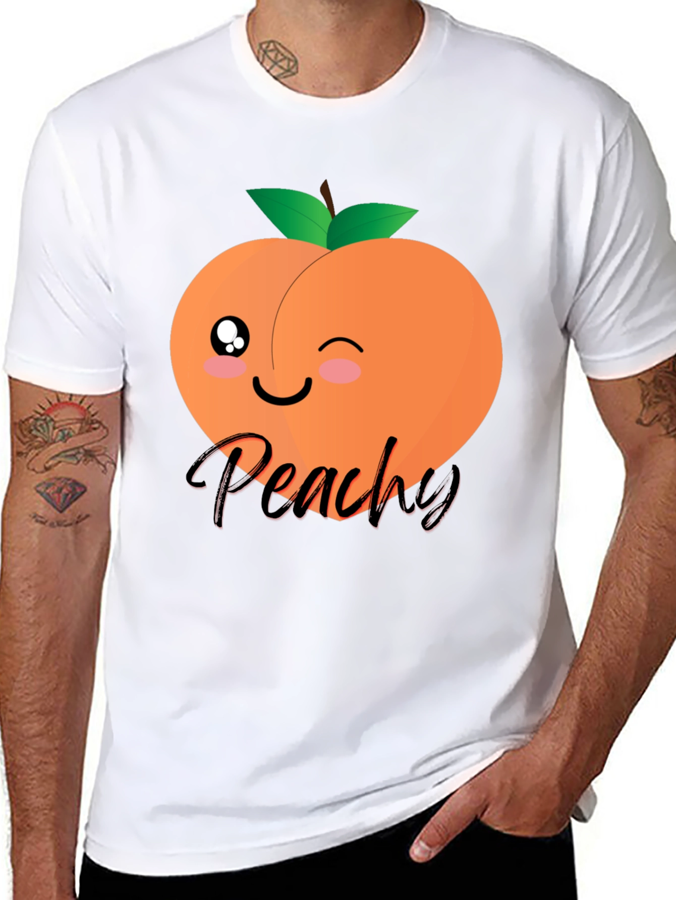 Cute Peachy Graphic T-Shirt - Unisex Black Tee