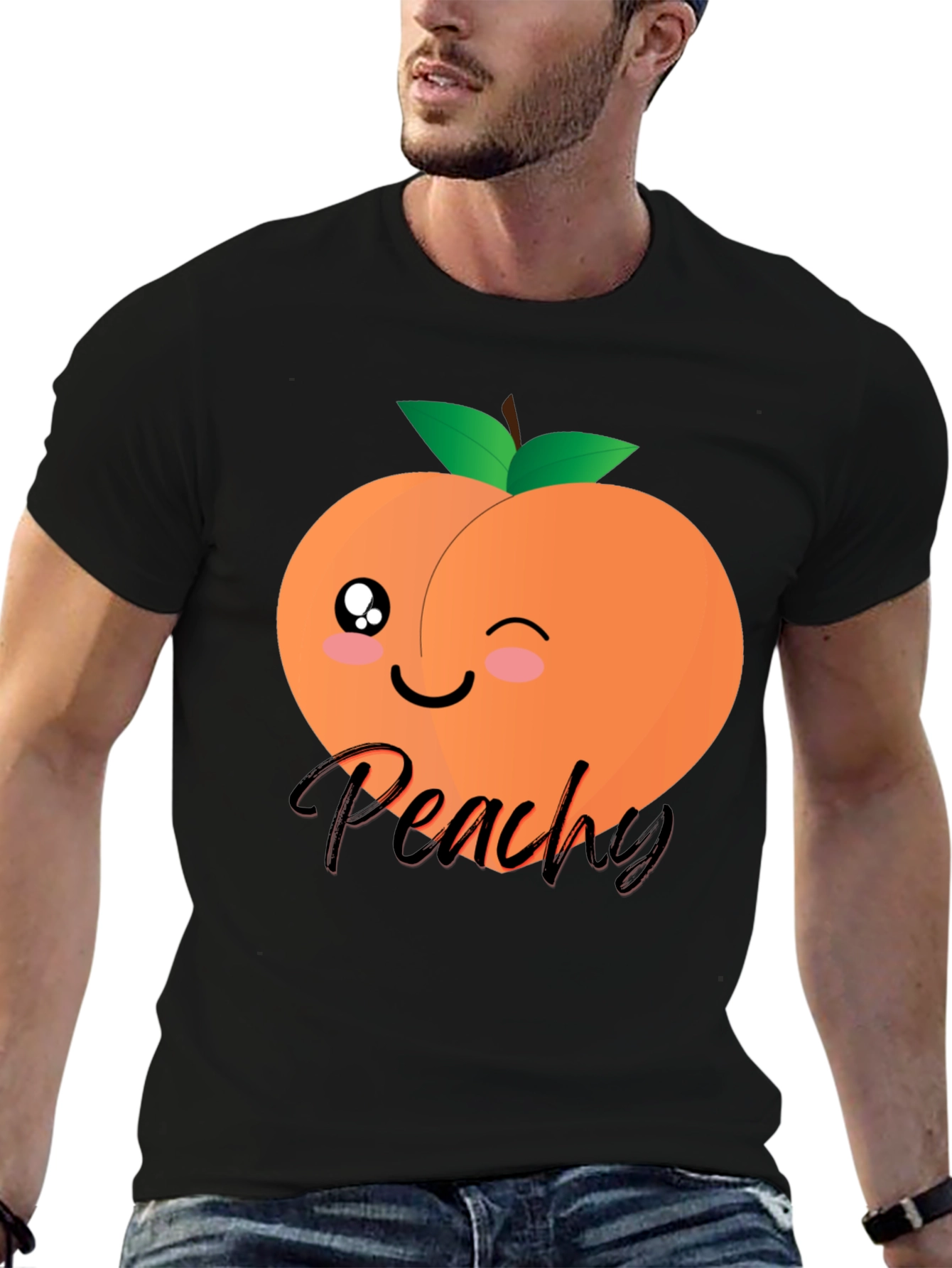 Cute Peachy Graphic T-Shirt - Unisex Black Tee