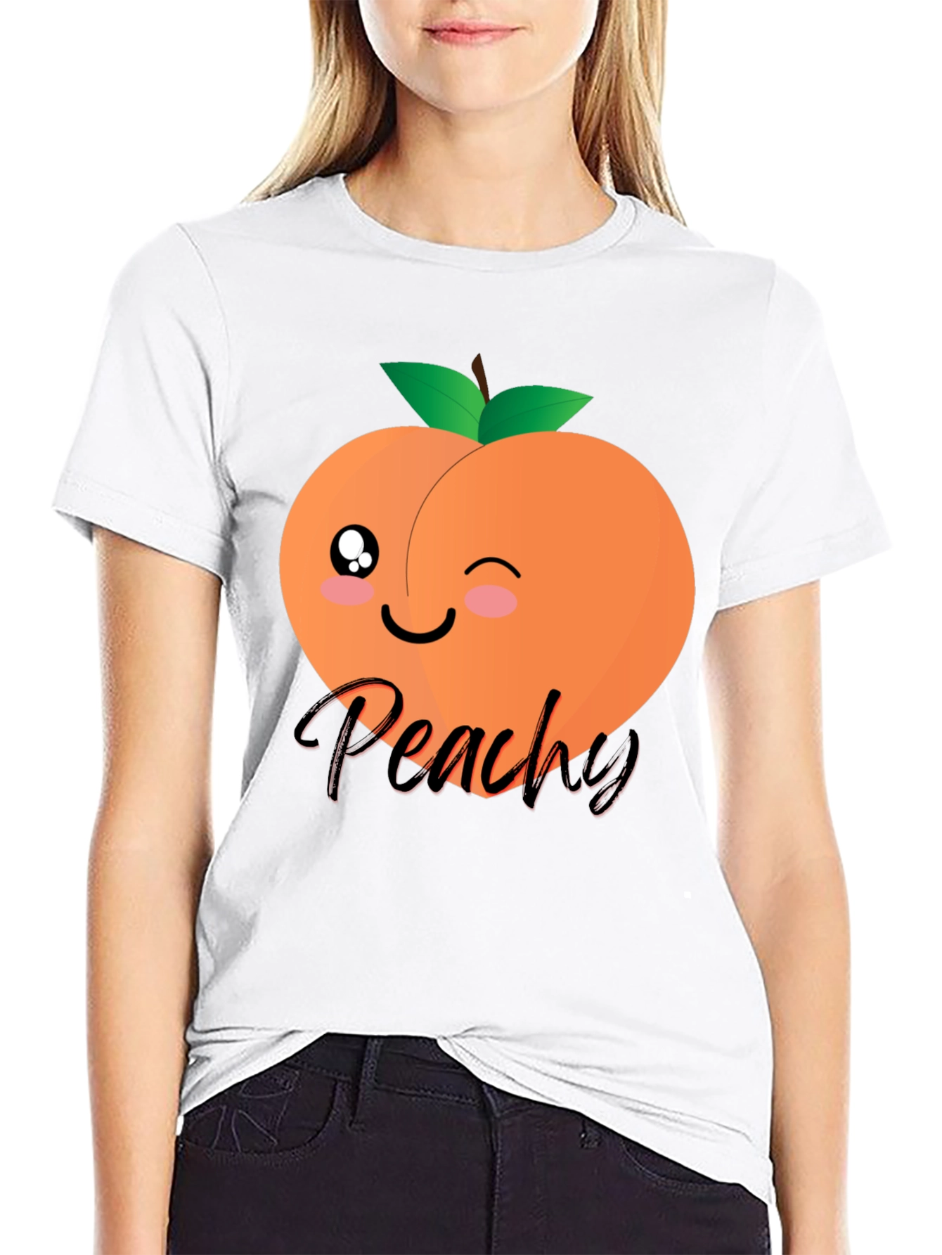 Cute Peachy Graphic T-Shirt - Unisex Black Tee